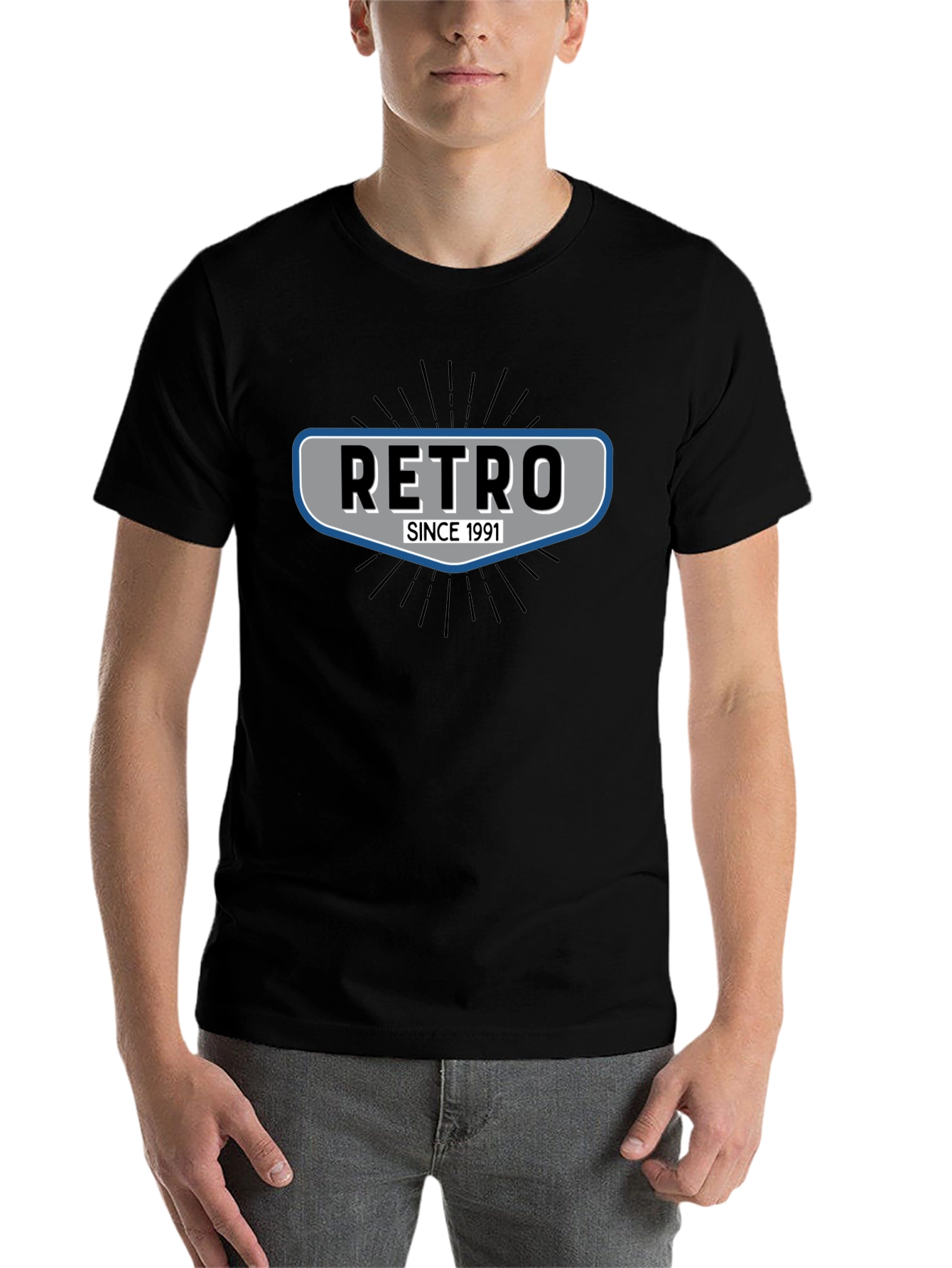 Black Retro Since 1991 Black T-Shirt view 7