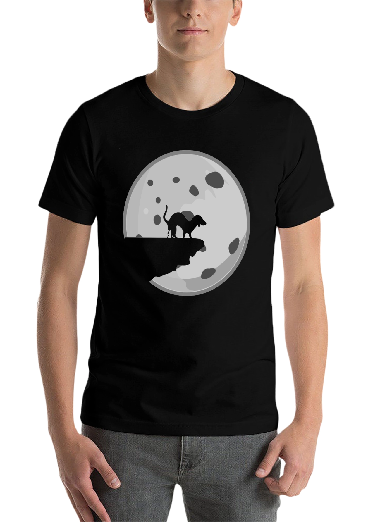 Black Dog Mooning T-Shirt - Novelty Graphic Tee view 7