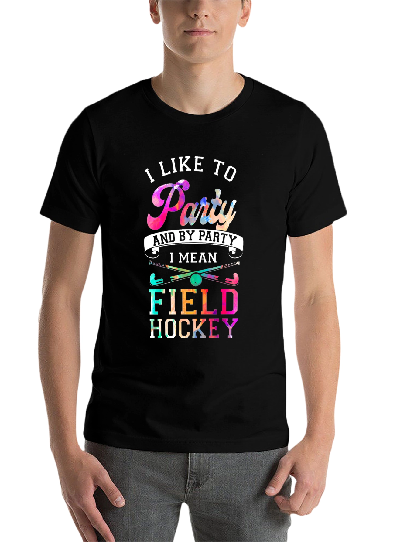 Black I Like To Party Field Hockey T-Shirt view 7