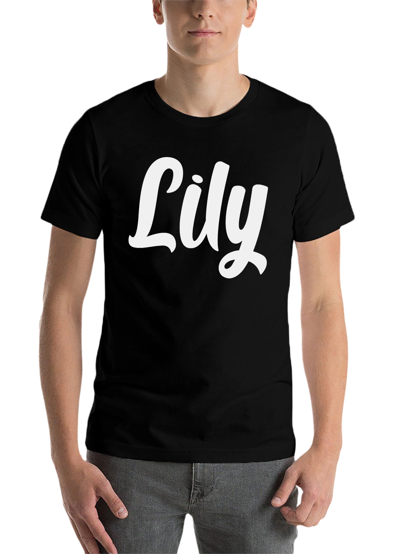 Black Lily Custom Name T-Shirt - Black Crew Neck view 7