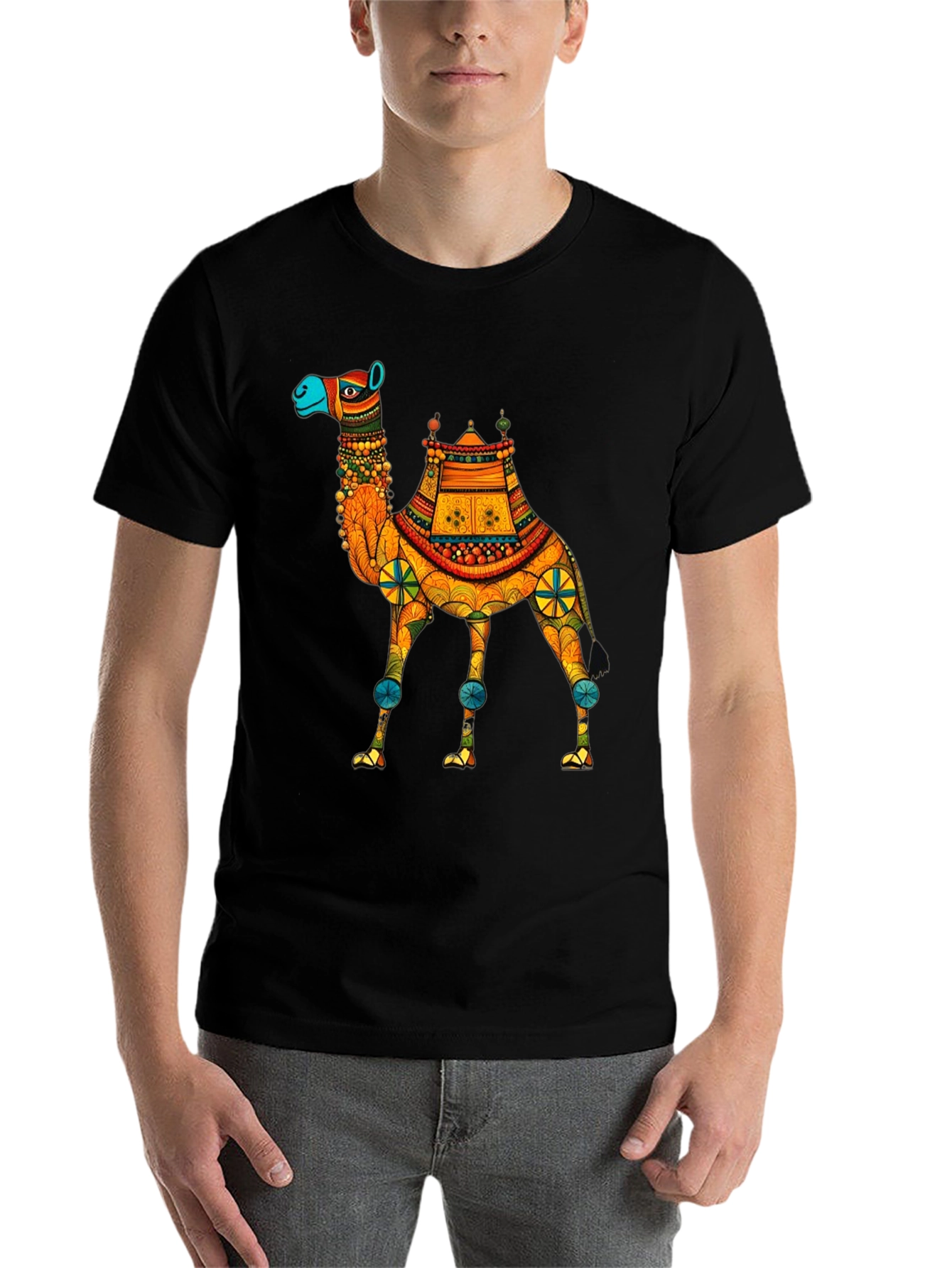 Black Camel Graphic Print T-Shirt - Unique Design view 7