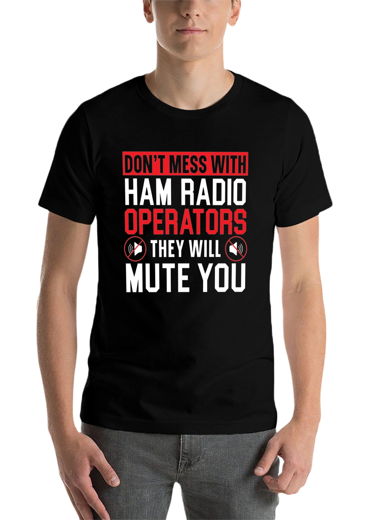Black Ham Radio Operator T-Shirt - Mute You view 7