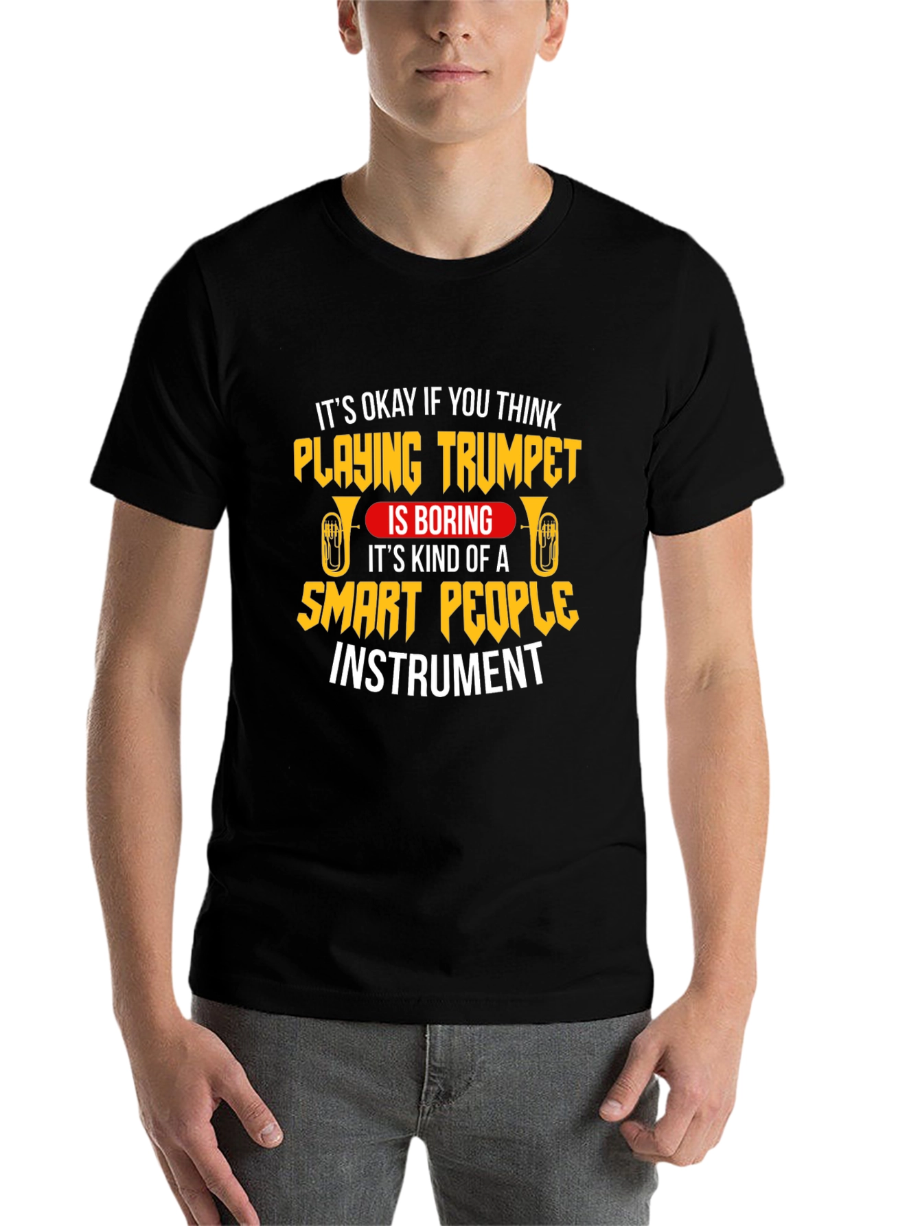 Black Trumpet Player Smart People Instrument T-Shirt view 7