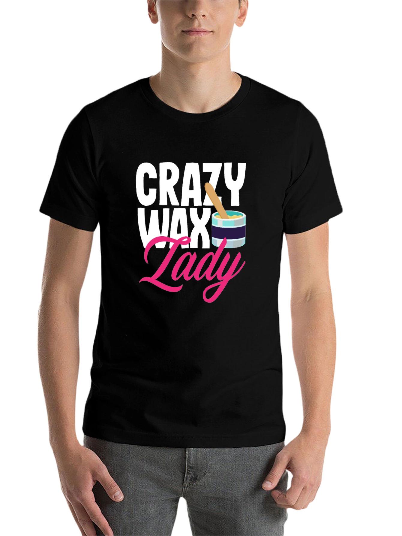 Black Crazy Wax Lady T-Shirt - Esthetician Gift view 7