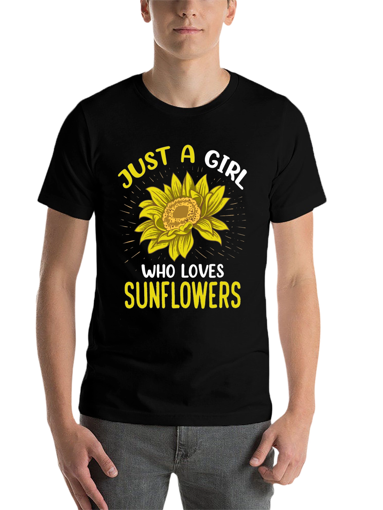 Black Sunflower Lover Graphic T-Shirt - Just a Girl view 7