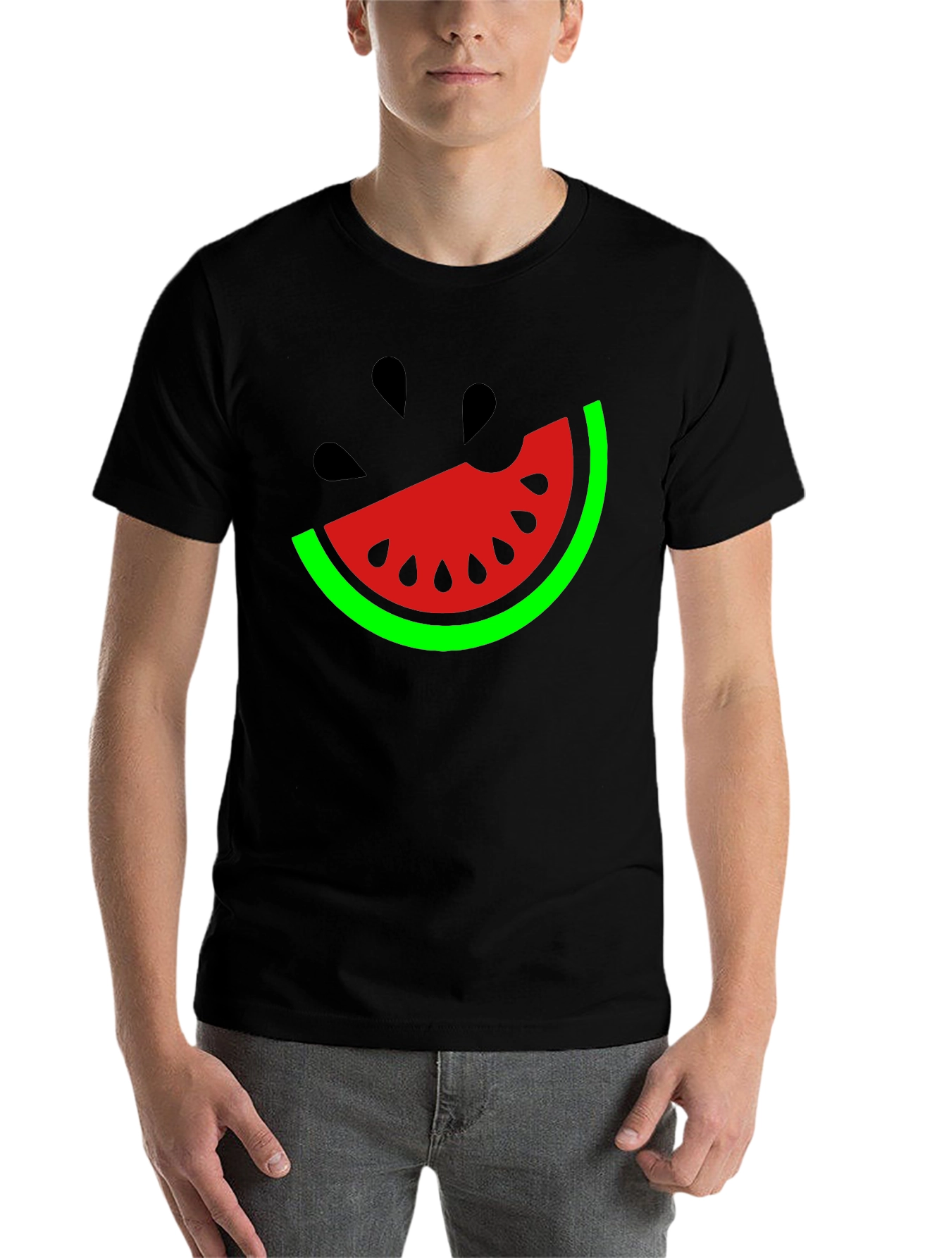 Black Watermelon Slice Graphic T-Shirt - Fun Summer Style view 7