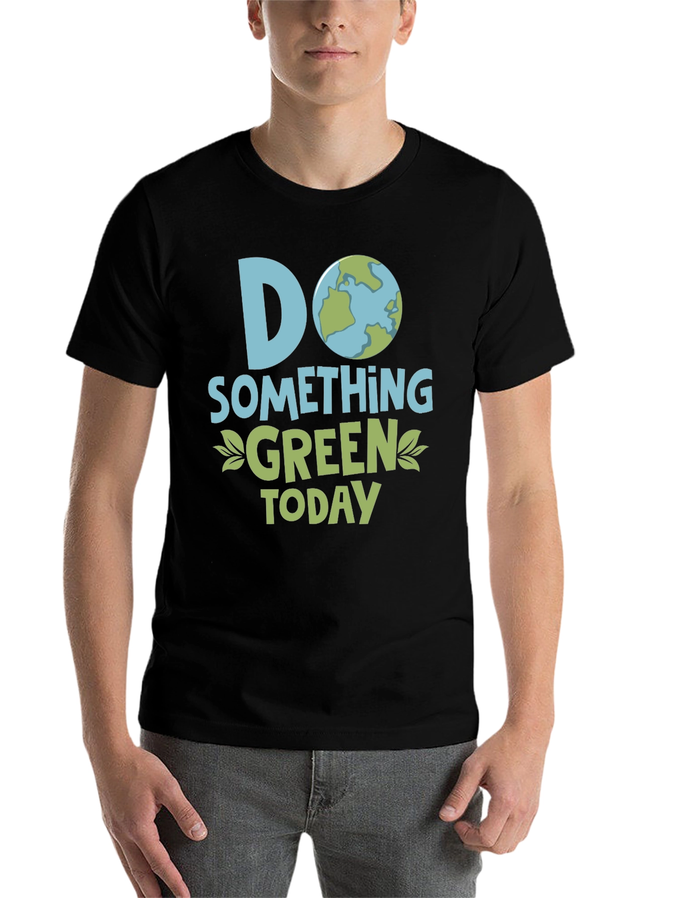 Black Eco-Friendly 'Do Something Green' Graphic T-Shirt view 7