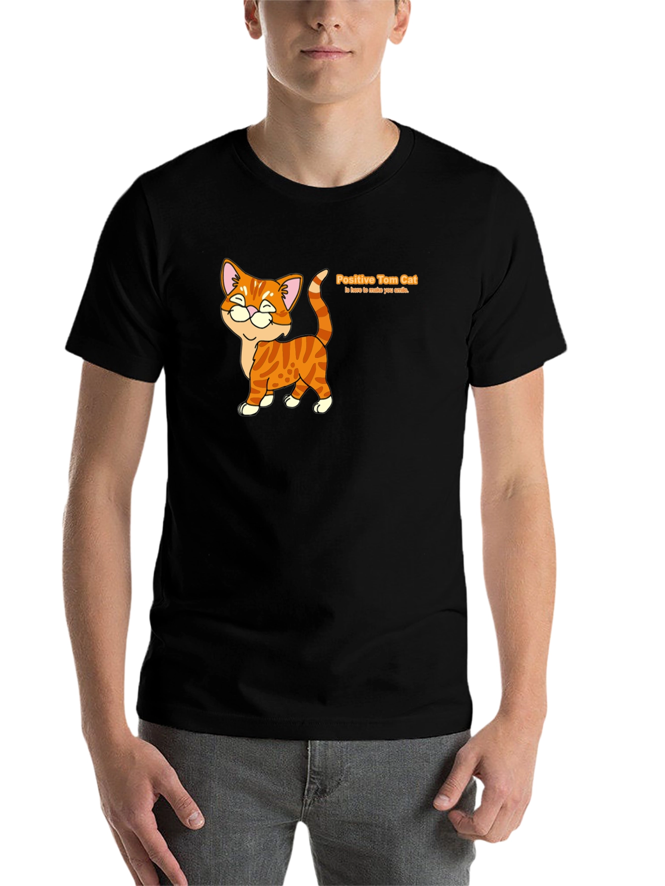 Black Positive Tom Cat Graphic T-Shirt view 7