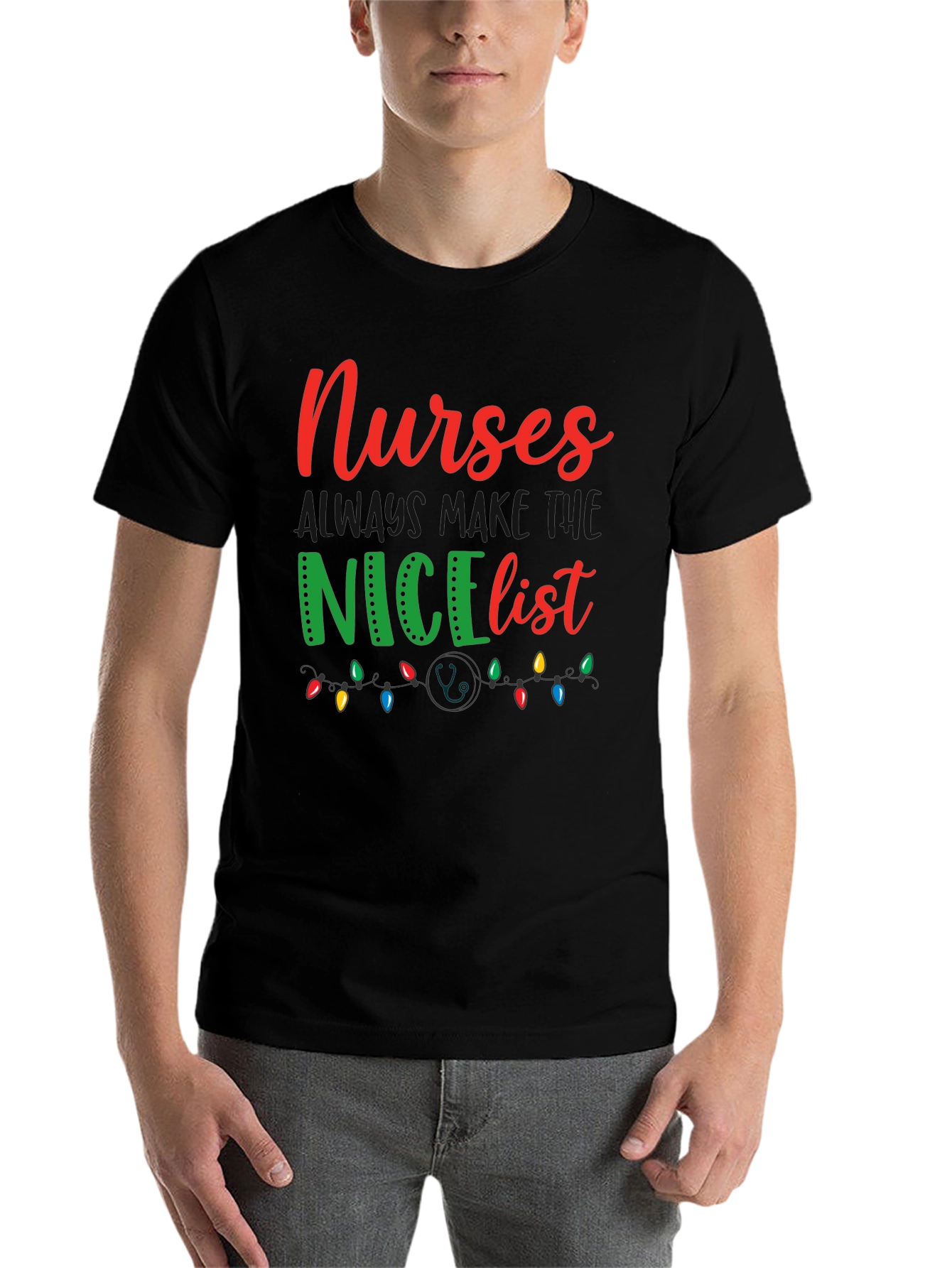 Black Nurses NICE List T-Shirt view 7