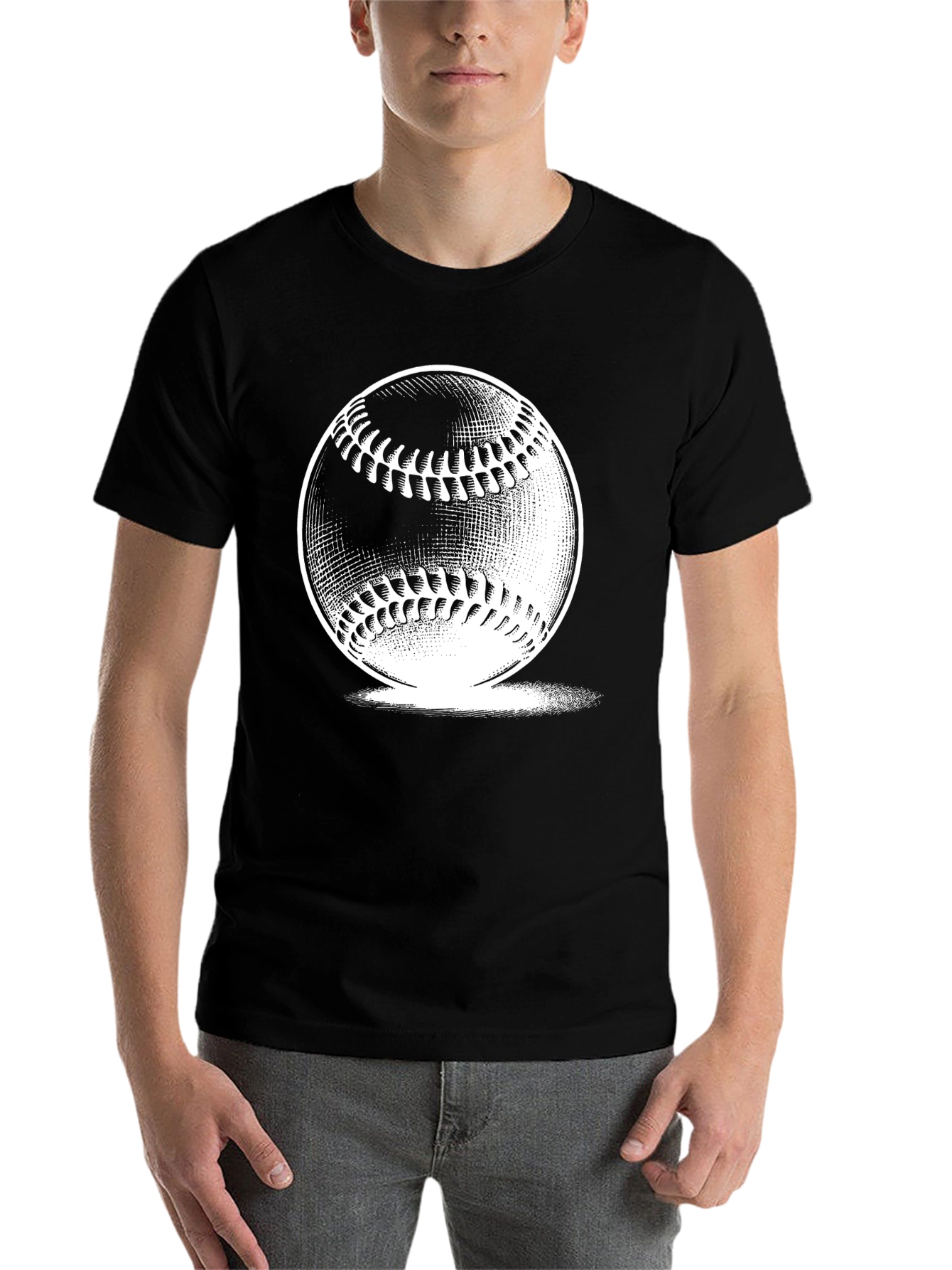 Black Baseball Graphic Print Black T-Shirt view 7