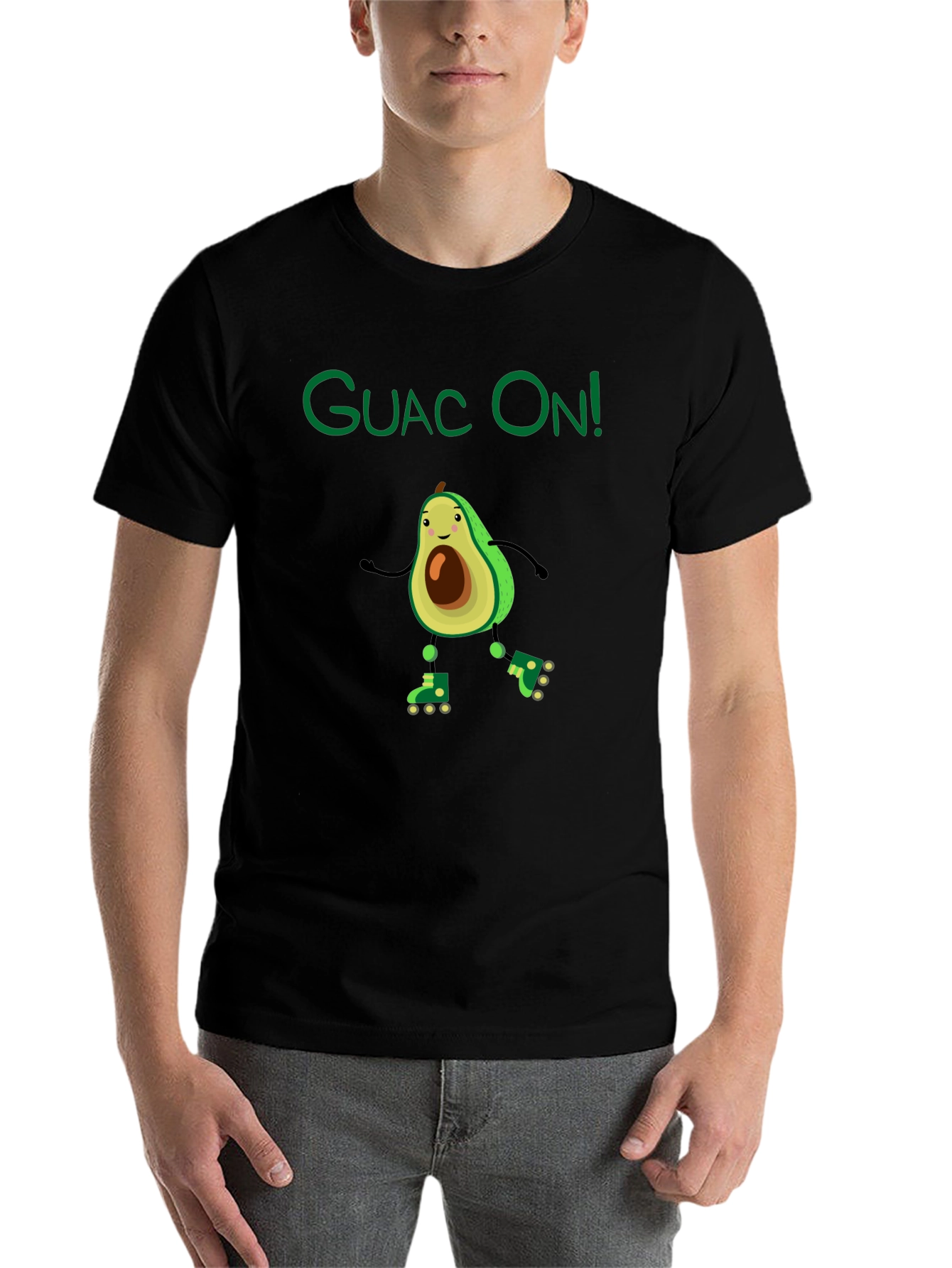Black Guac On! Avocado Roller Skate Graphic Tee view 7