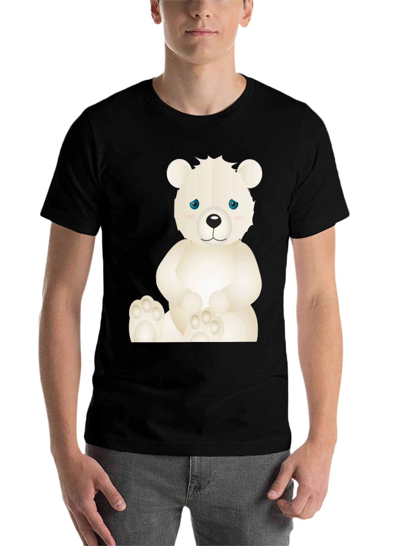 Black Cute Bear Graphic T-Shirt - Soft Cotton Blend view 7