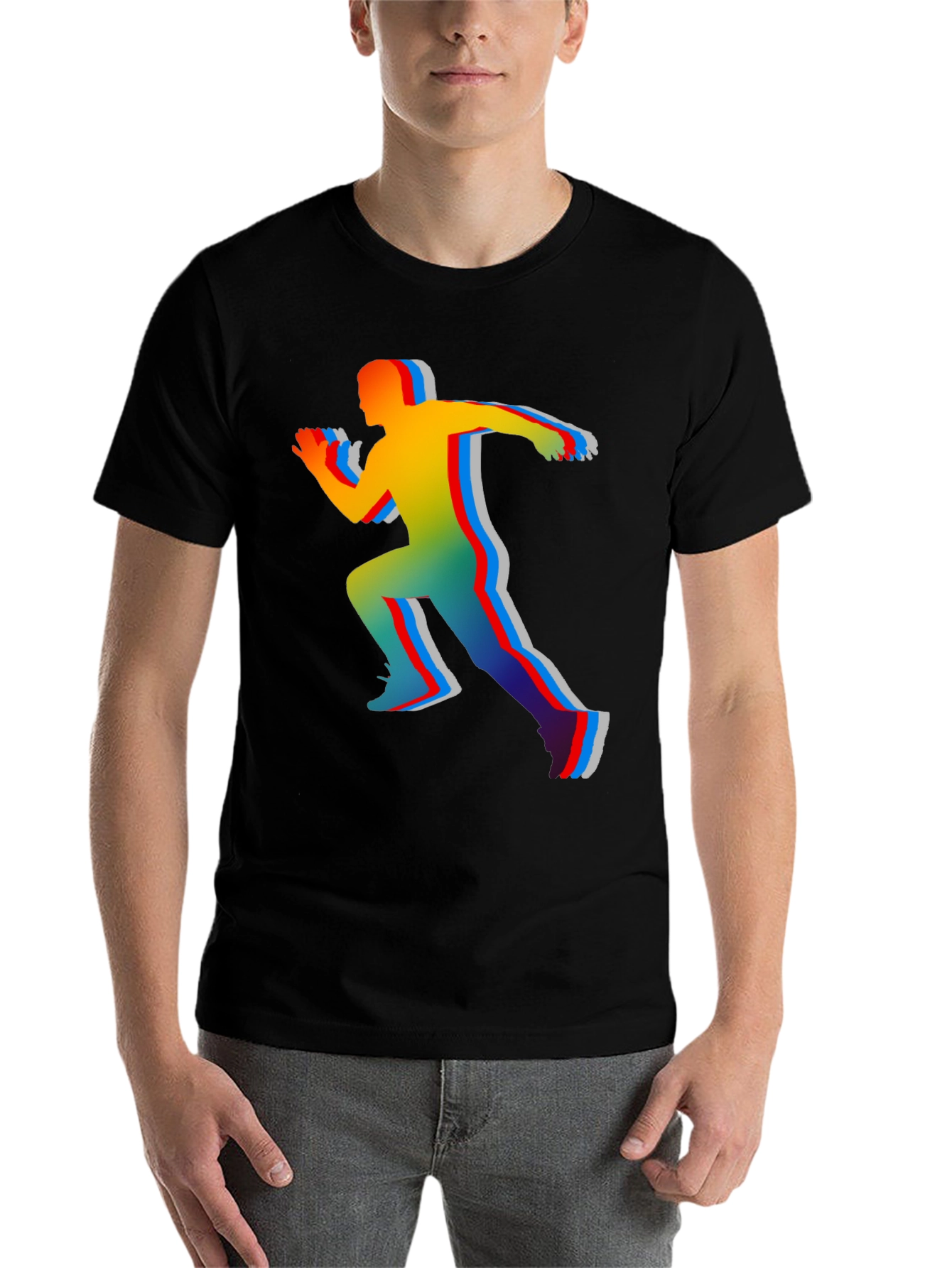 Black Colorful Runner Graphic T-Shirt view 7