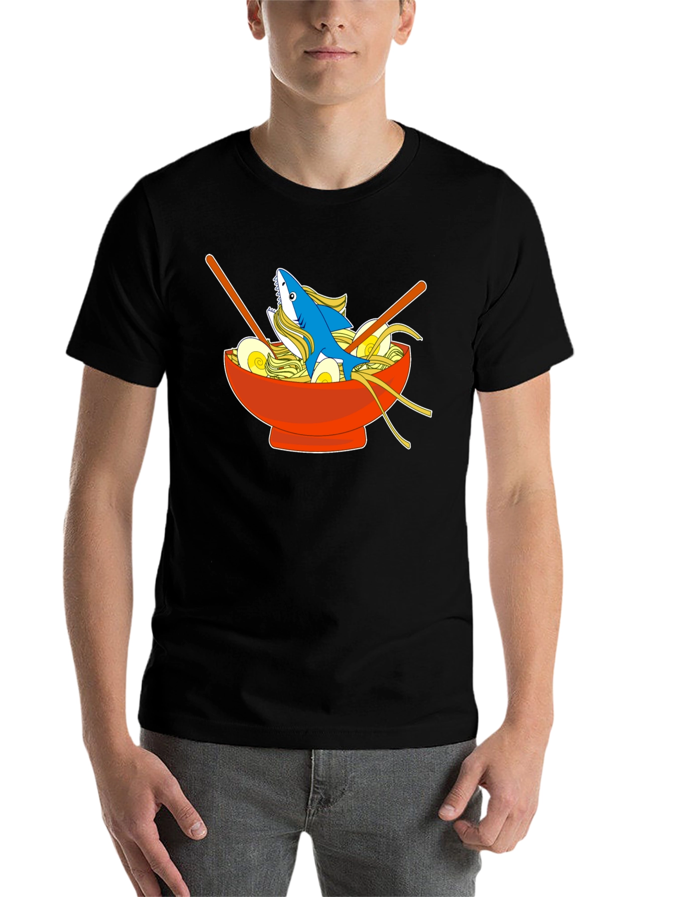 Black Shark Ramen Bowl T-Shirt - Unique Anime Style Tee view 7