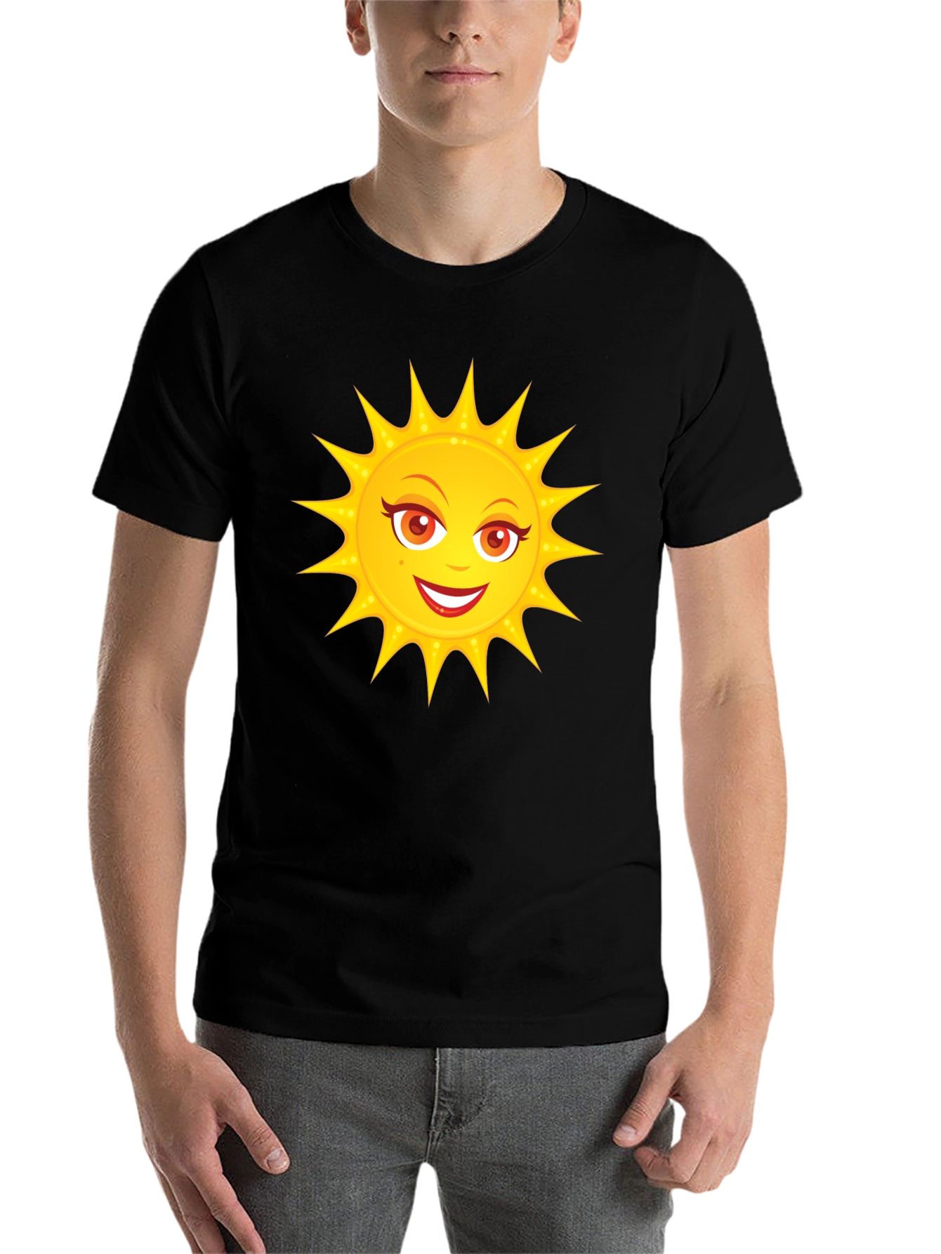 Black Sunny Day Graphic Tee - Fun Black Cotton T-Shirt view 7