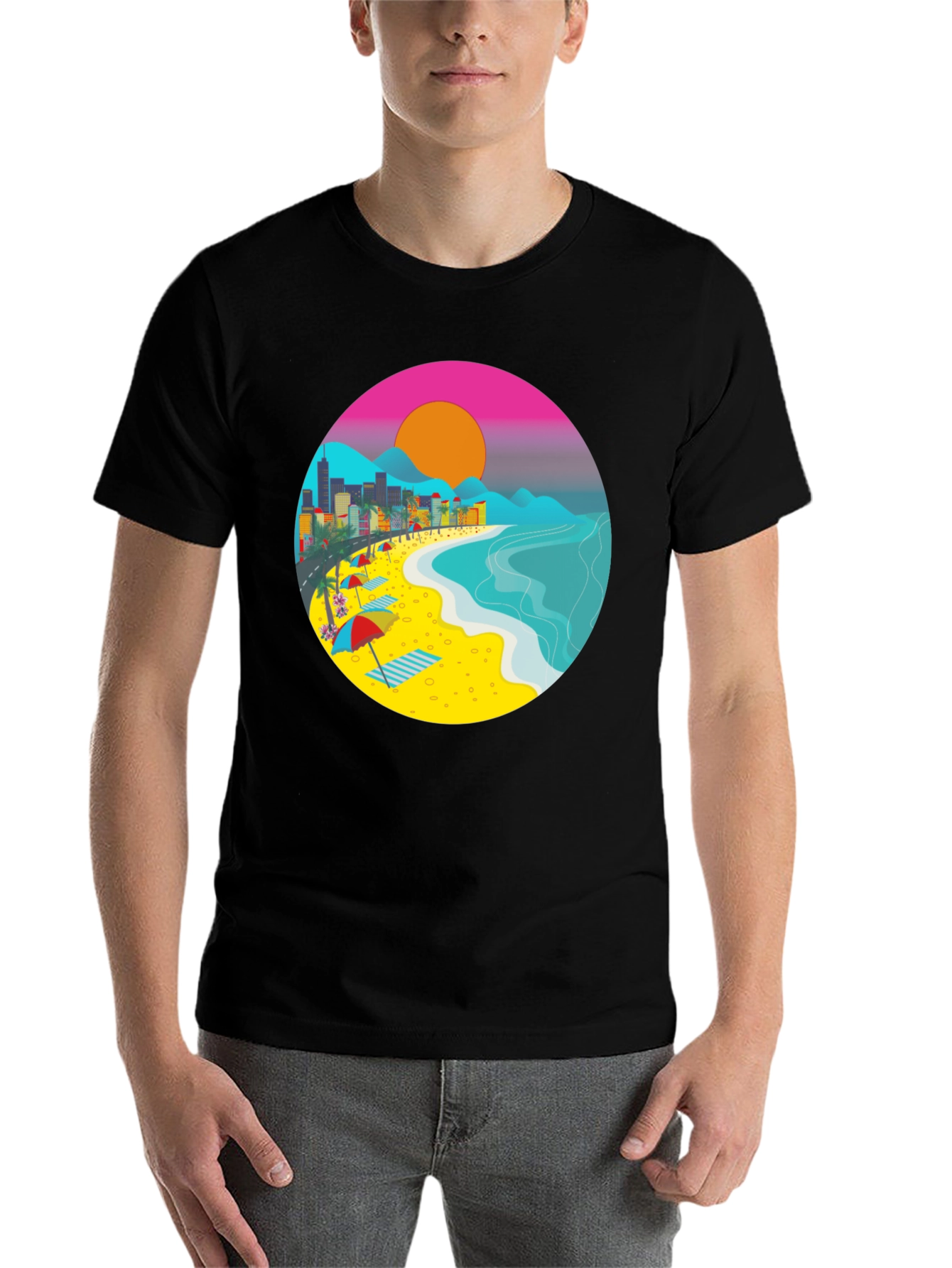 Black Beachscape Graphic T-Shirt view 7