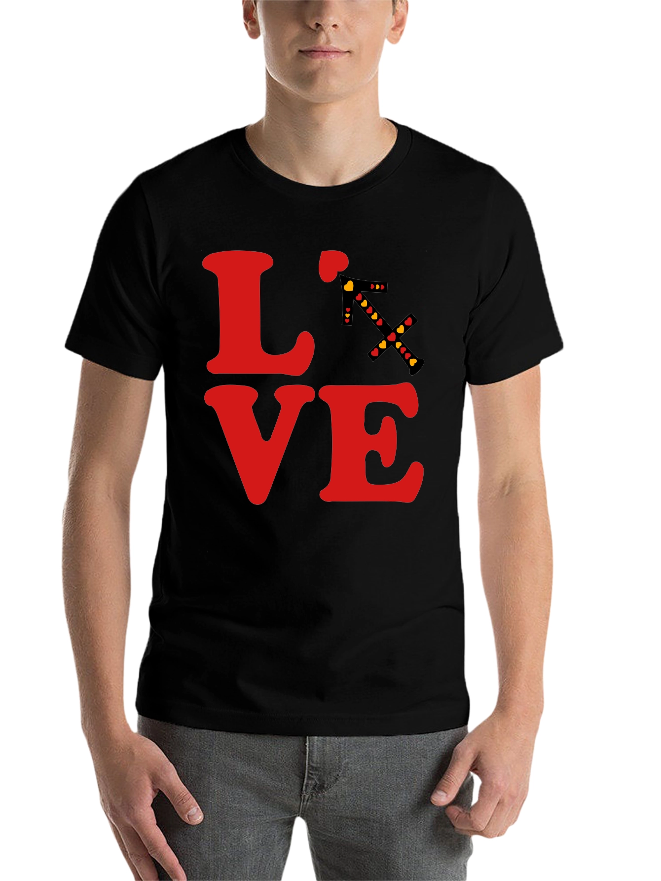 Black LOVE T-Shirt - Sagittarius Arrow Heart Design view 7