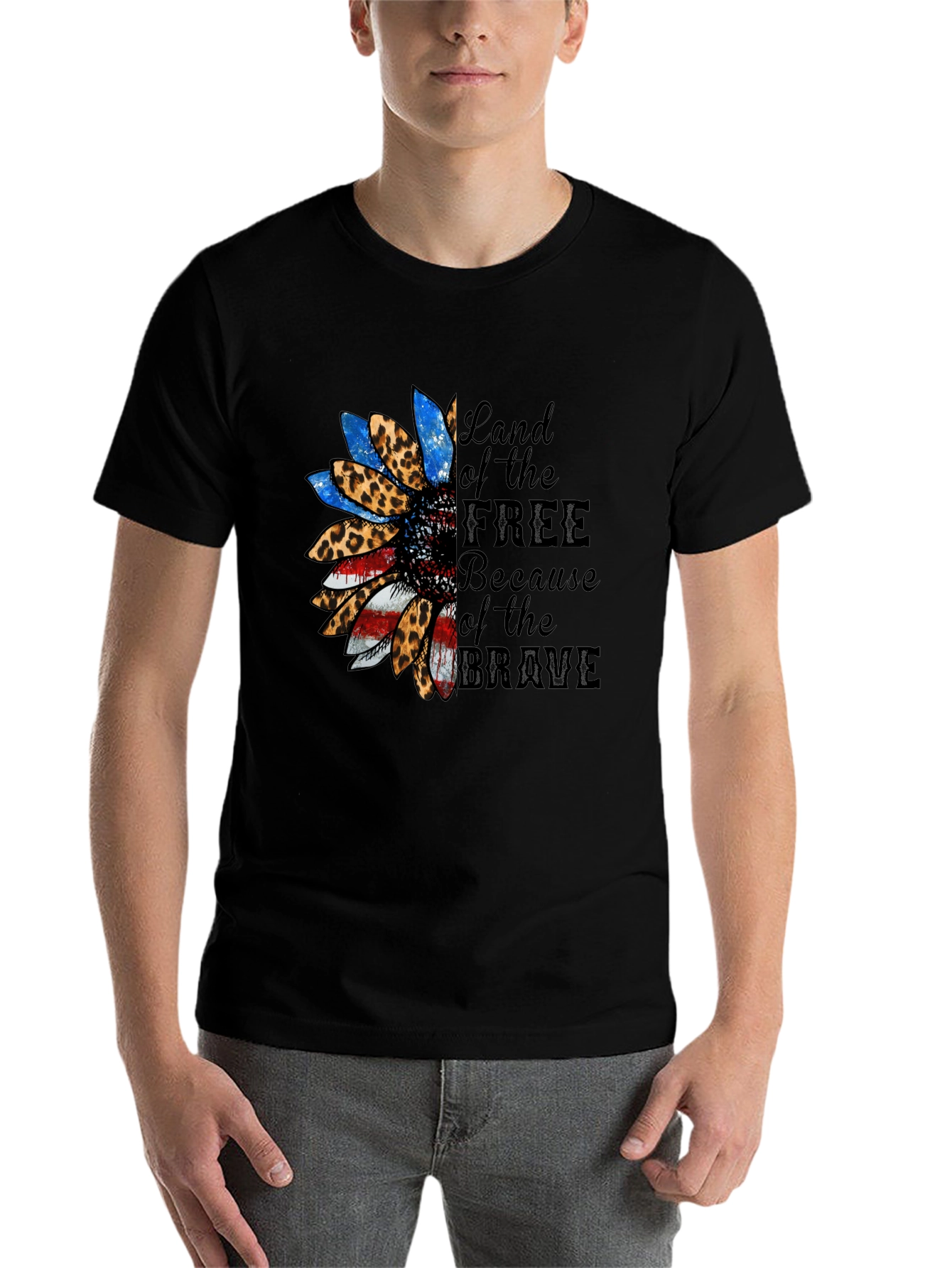 Black Patriotic Sunflower Graphic T-Shirt view 7