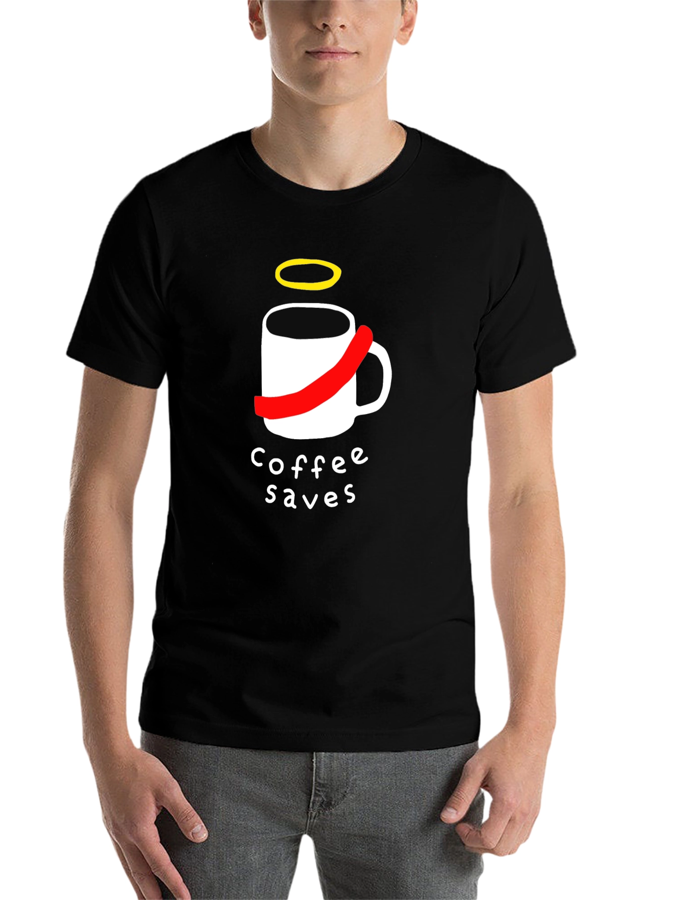 Black Coffee Saves T-Shirt - Funny Graphic Tee view 7