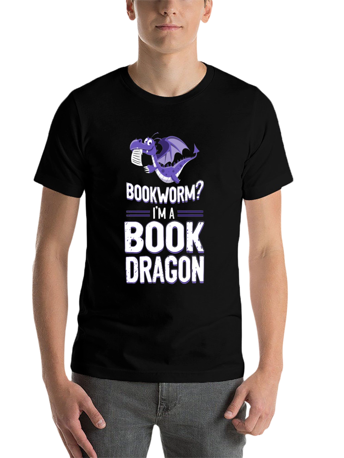 Black Bookworm? I'm a Book Dragon T-Shirt view 7