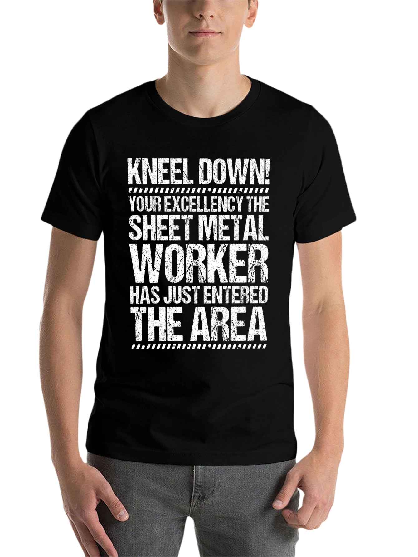 Black Kneel Down Sheet Metal Worker T-Shirt view 7