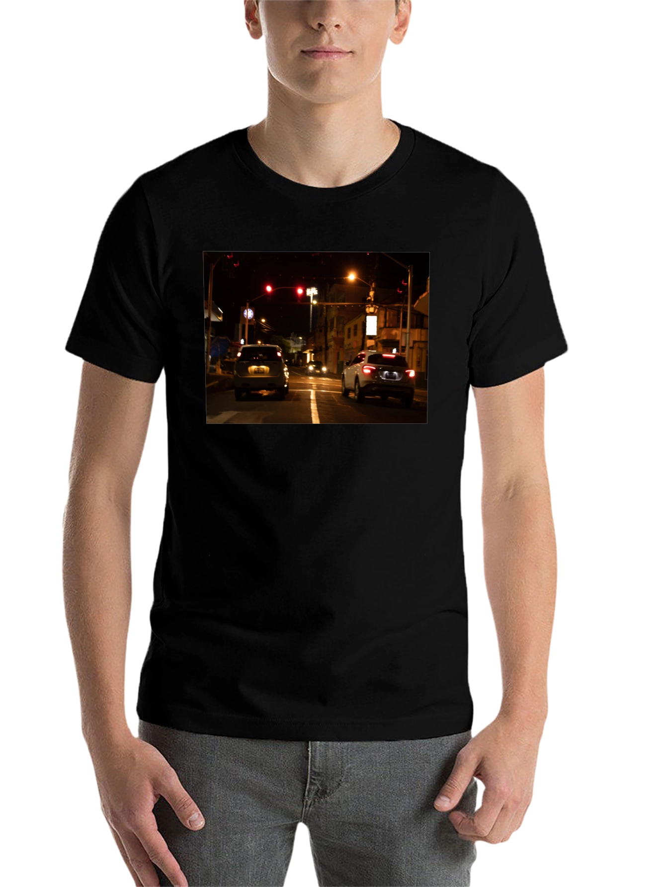 Black Night Drive Graphic Tee - Black Cotton Blend view 7