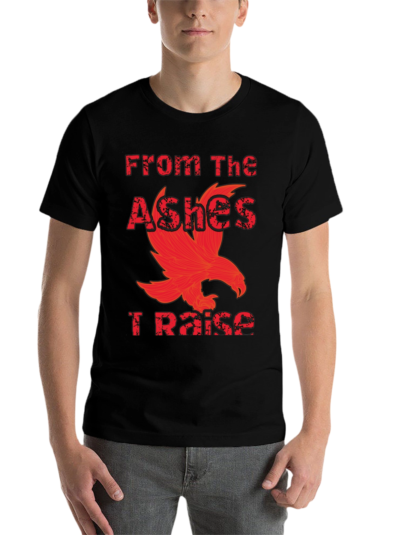 Black From The Ashes I Raise Phoenix Graphic T-Shirt view 7