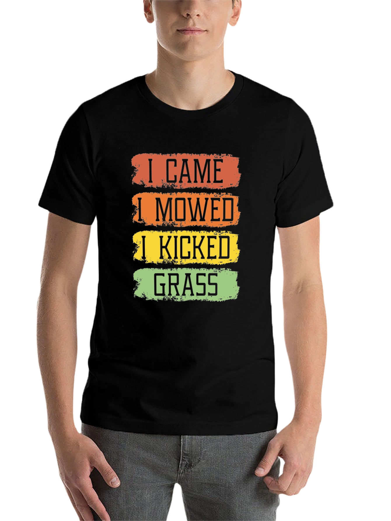 Black I Came I Mowed I Kicked Grass T-Shirt view 7