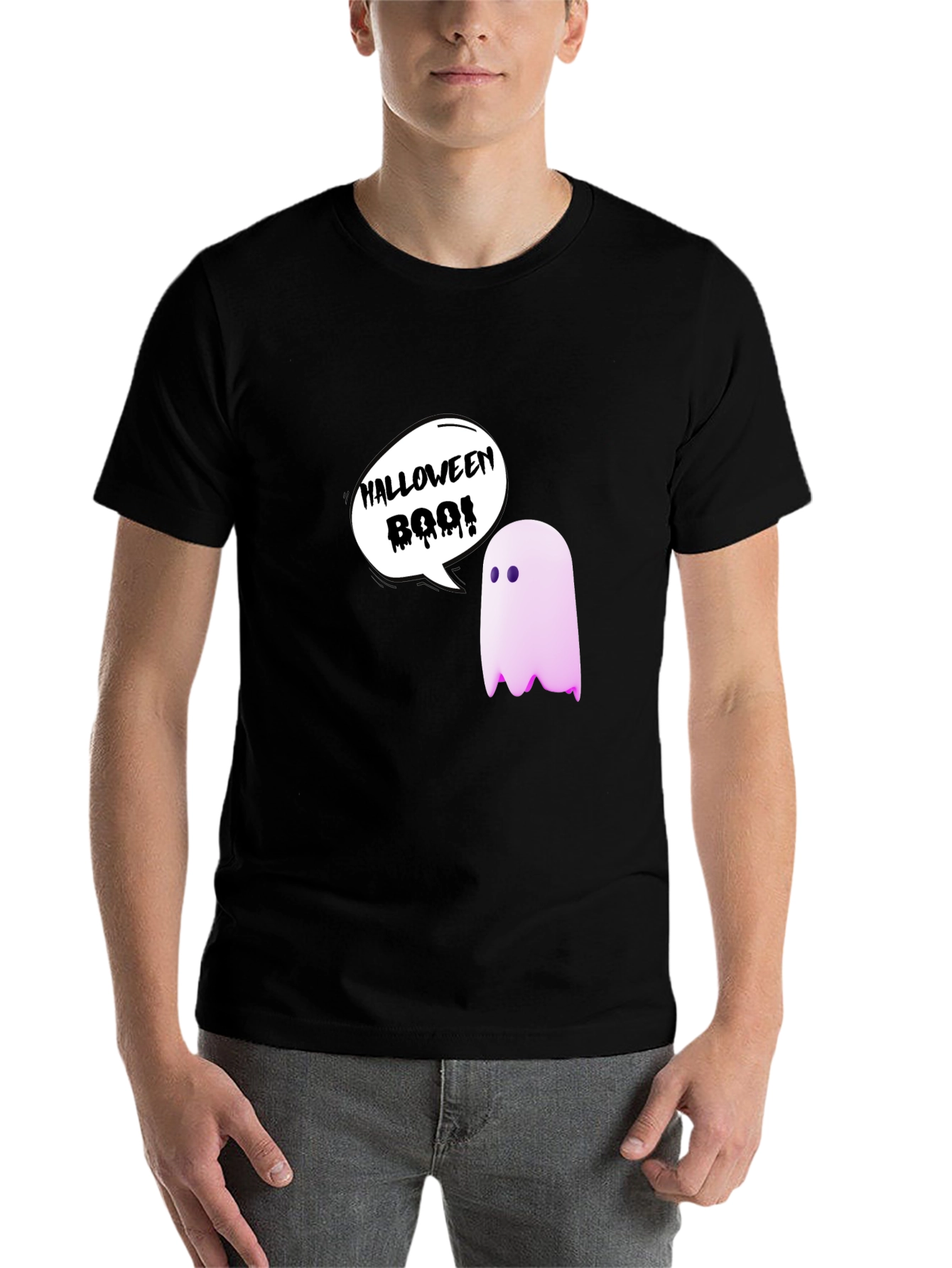 Black Halloween Ghost Boo! T-Shirt view 7