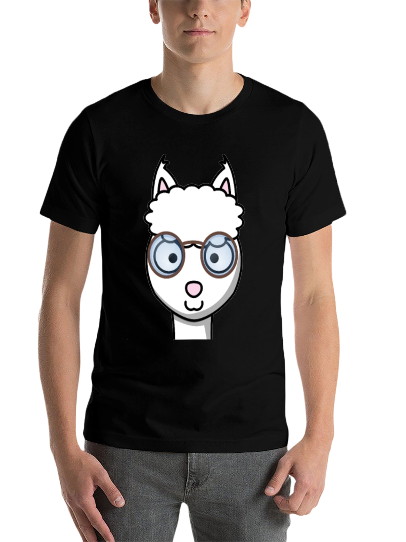 Black Alpaca T-Shirt - Funny Cartoon Design view 7