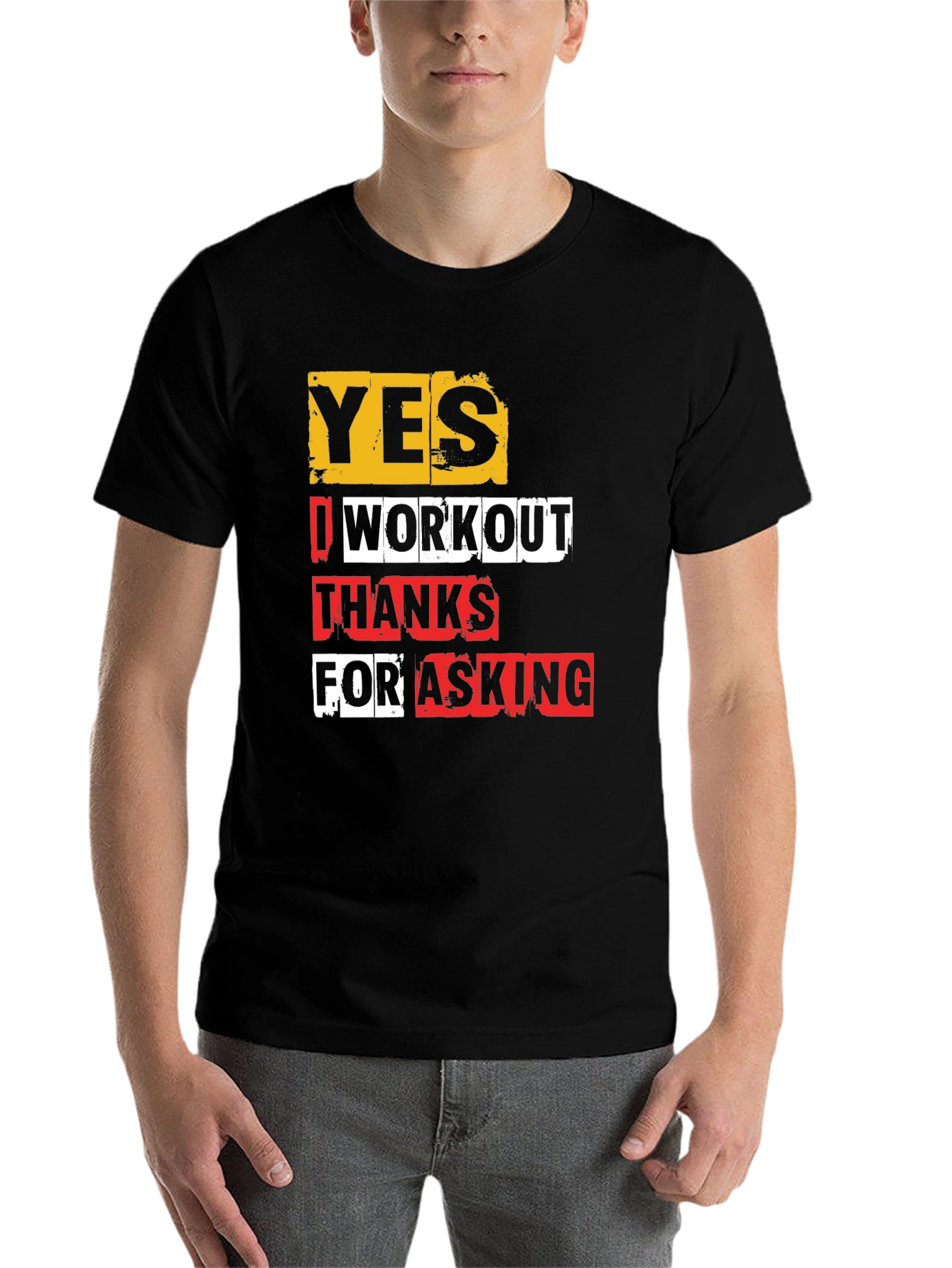 Black Workout Gym Shirt - Yes I Workout - Funny Fitness Tee view 7
