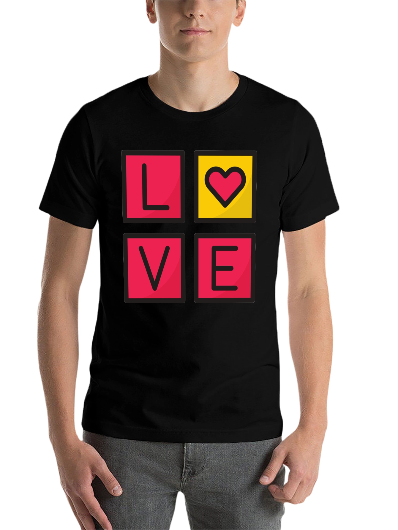 Black LOVE Graphic Tee - Men's Black T-Shirt view 7