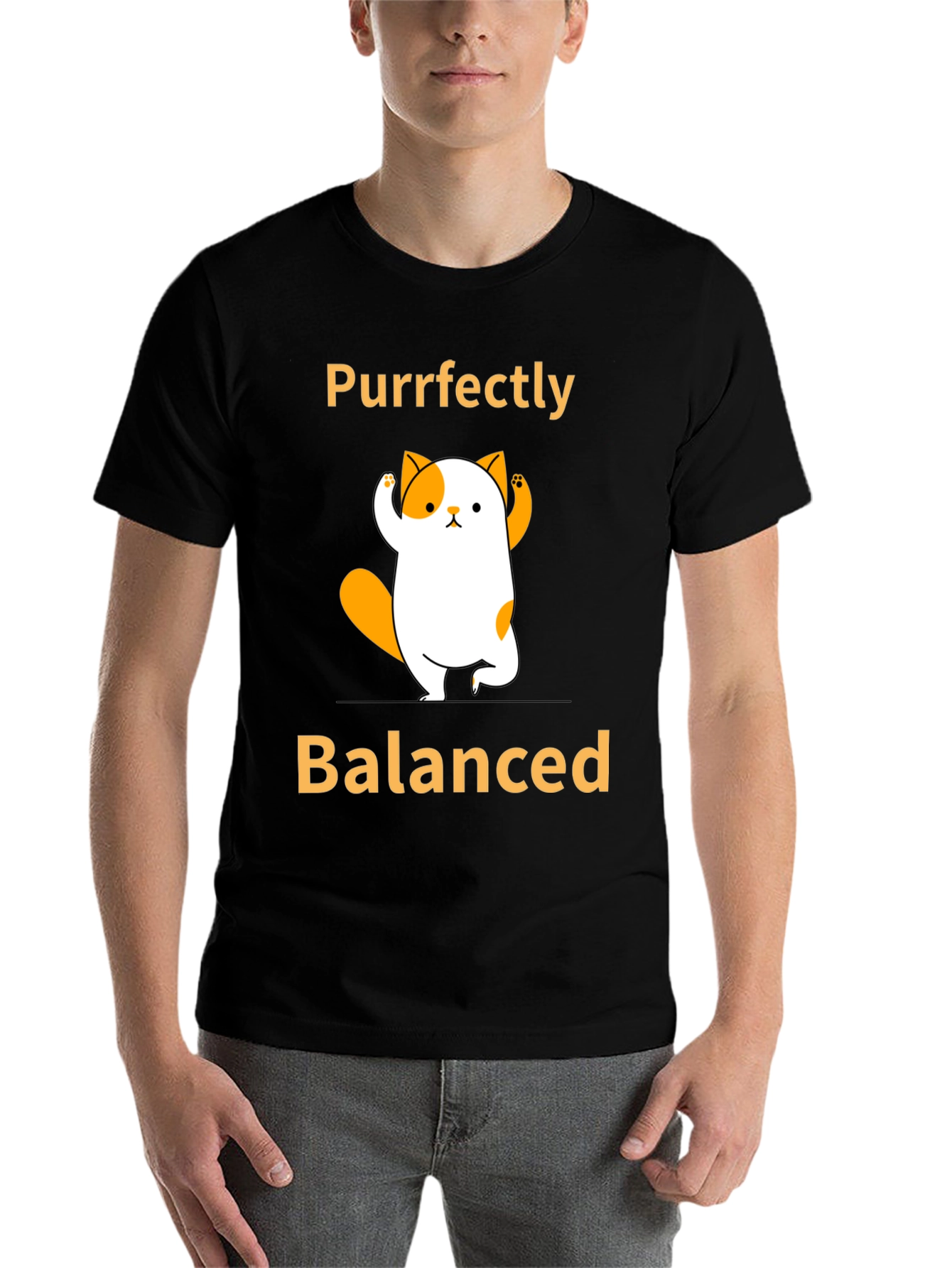 Black Purrfectly Balanced Yoga Cat Graphic T-Shirt view 7