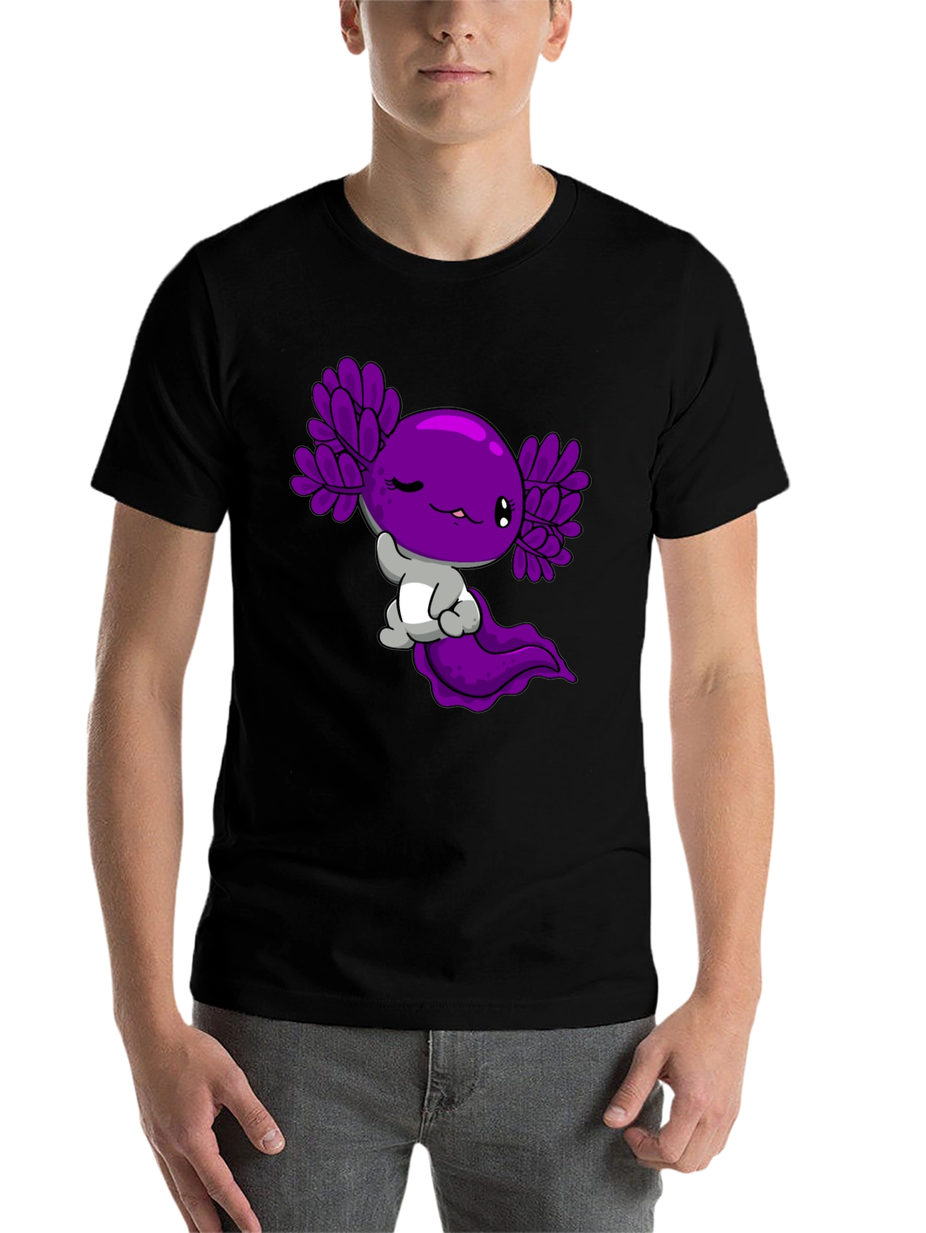 Black Axolotl Graphic Tee - Cute Amphibian Design view 7