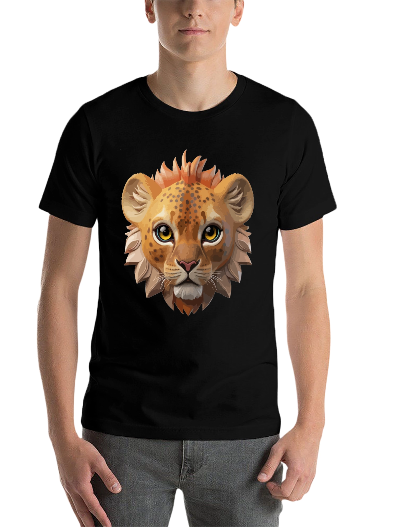 Black Lion Cub Graphic Tee - Black Cotton Shirt view 7