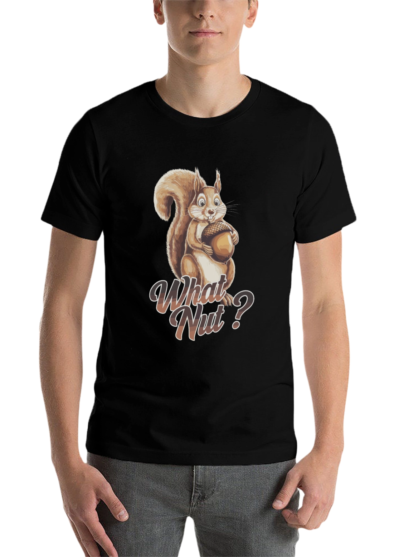 Black What Nut? Squirrel Graphic Tee - Unisex view 7