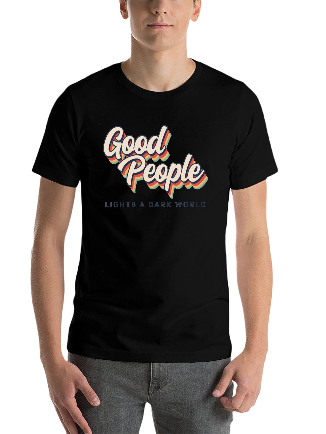 Black Good People Retro Graphic T-Shirt - Lights A Dark World view 7