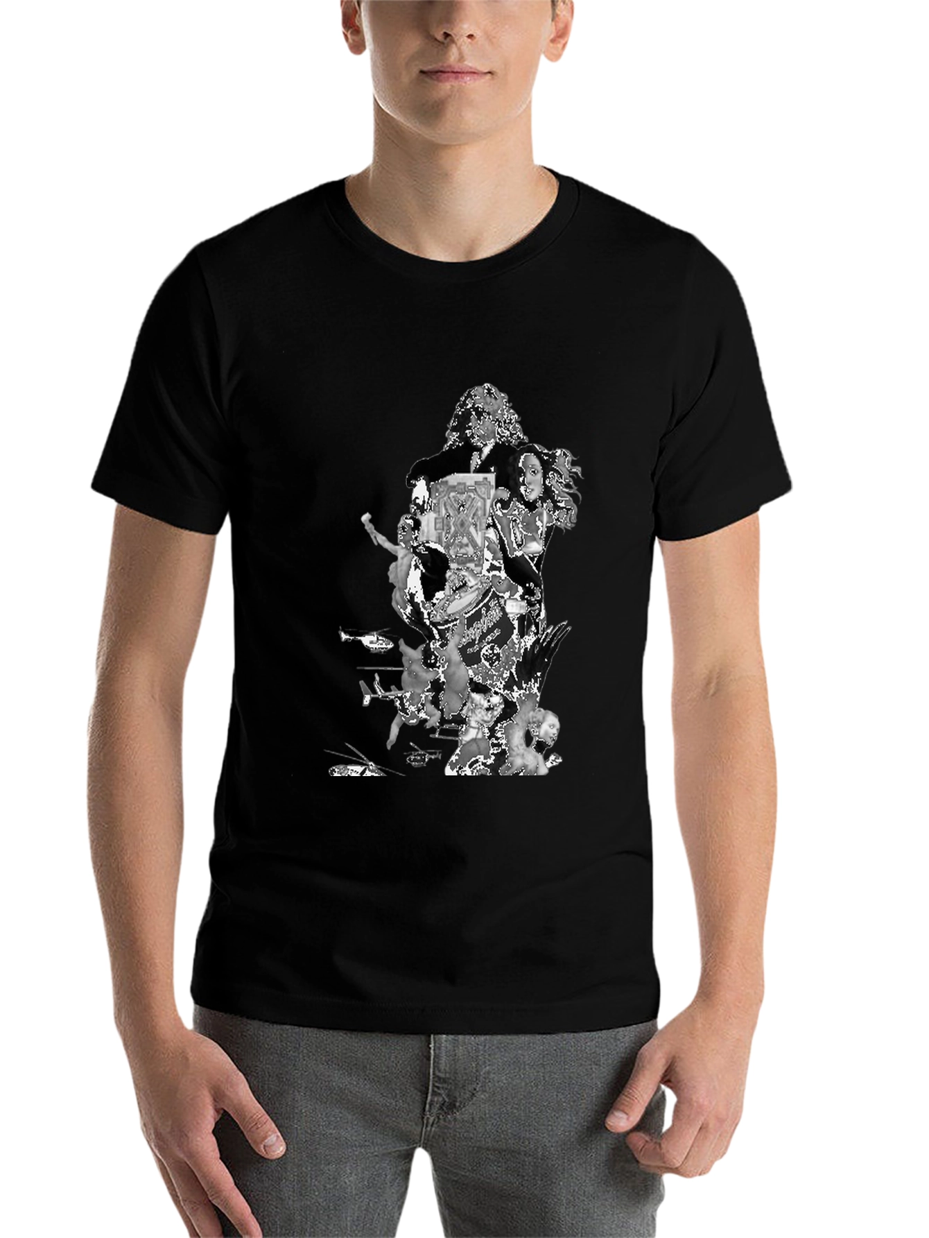 Black Retro Collage Graphic T-Shirt - Black view 7