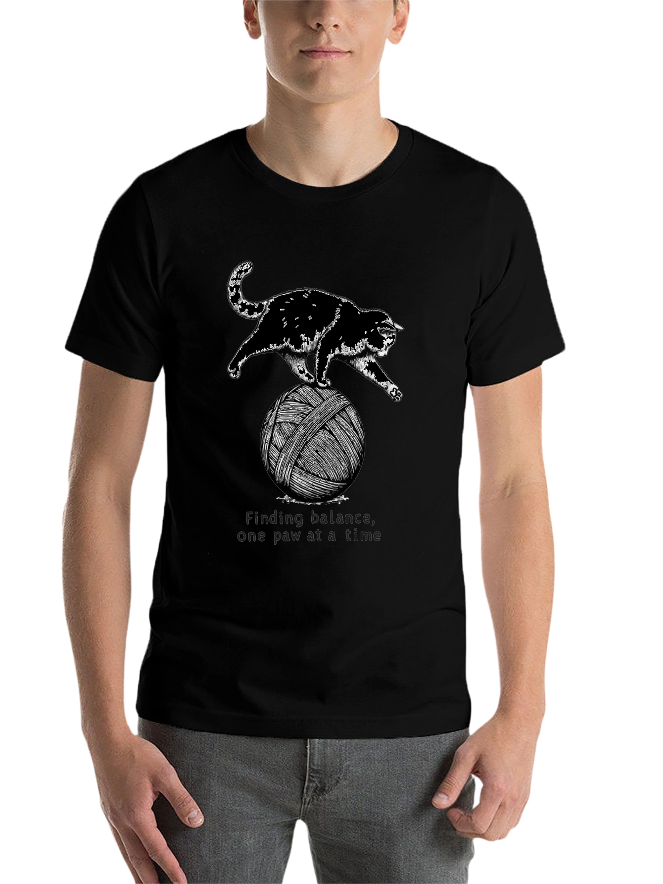 Black Cat Balancing Act T-Shirt view 7