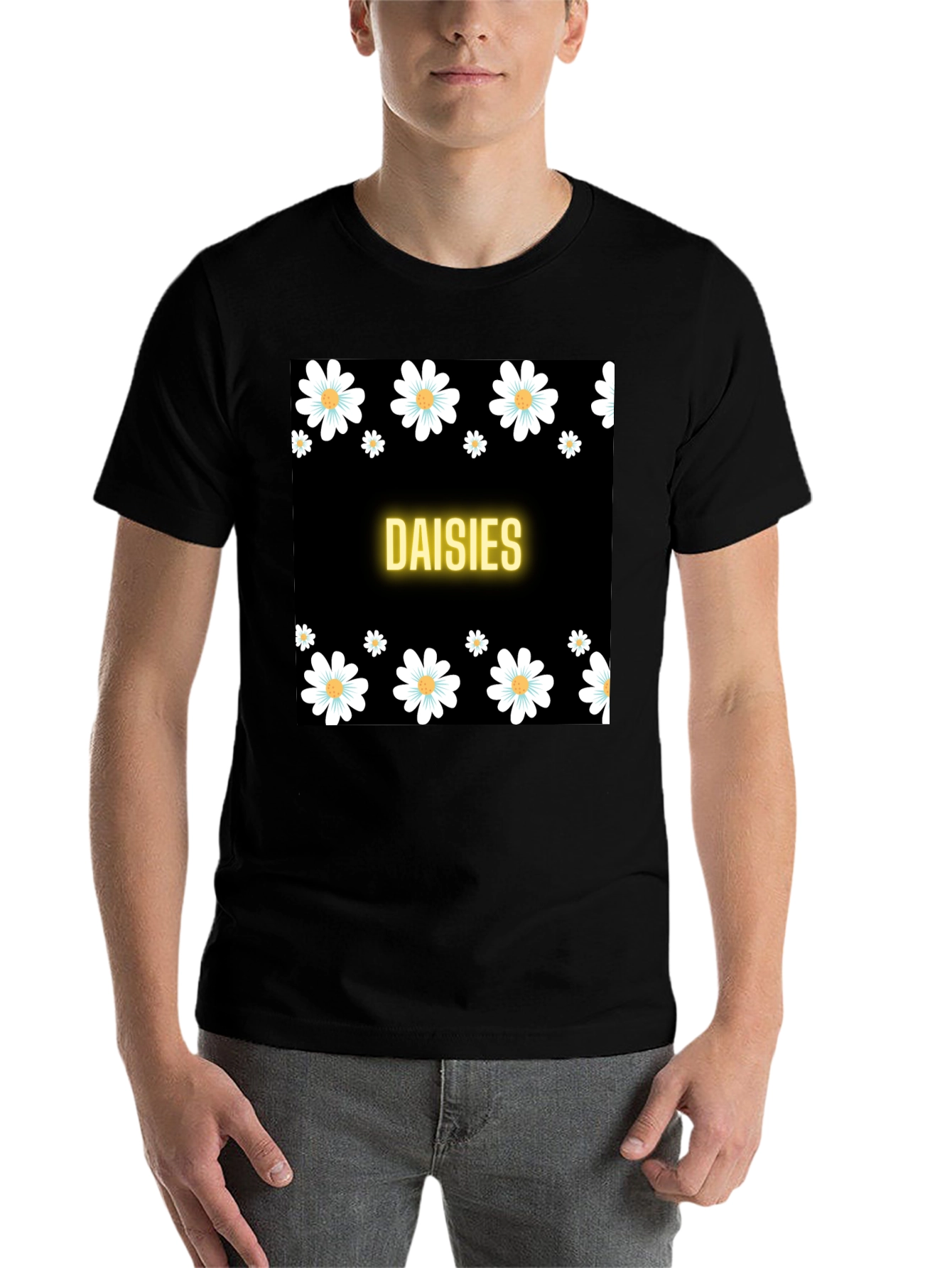 Black Daisies Black T-Shirt view 7