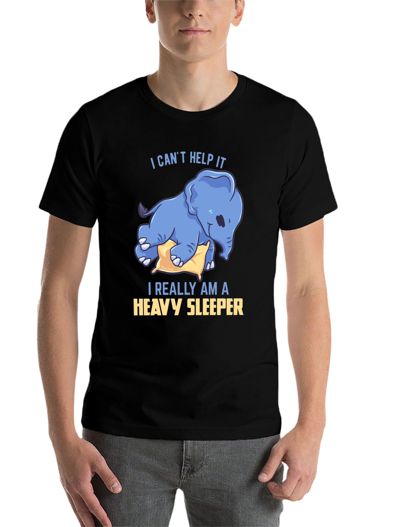 Black Heavy Sleeper Elephant Graphic T-Shirt view 7