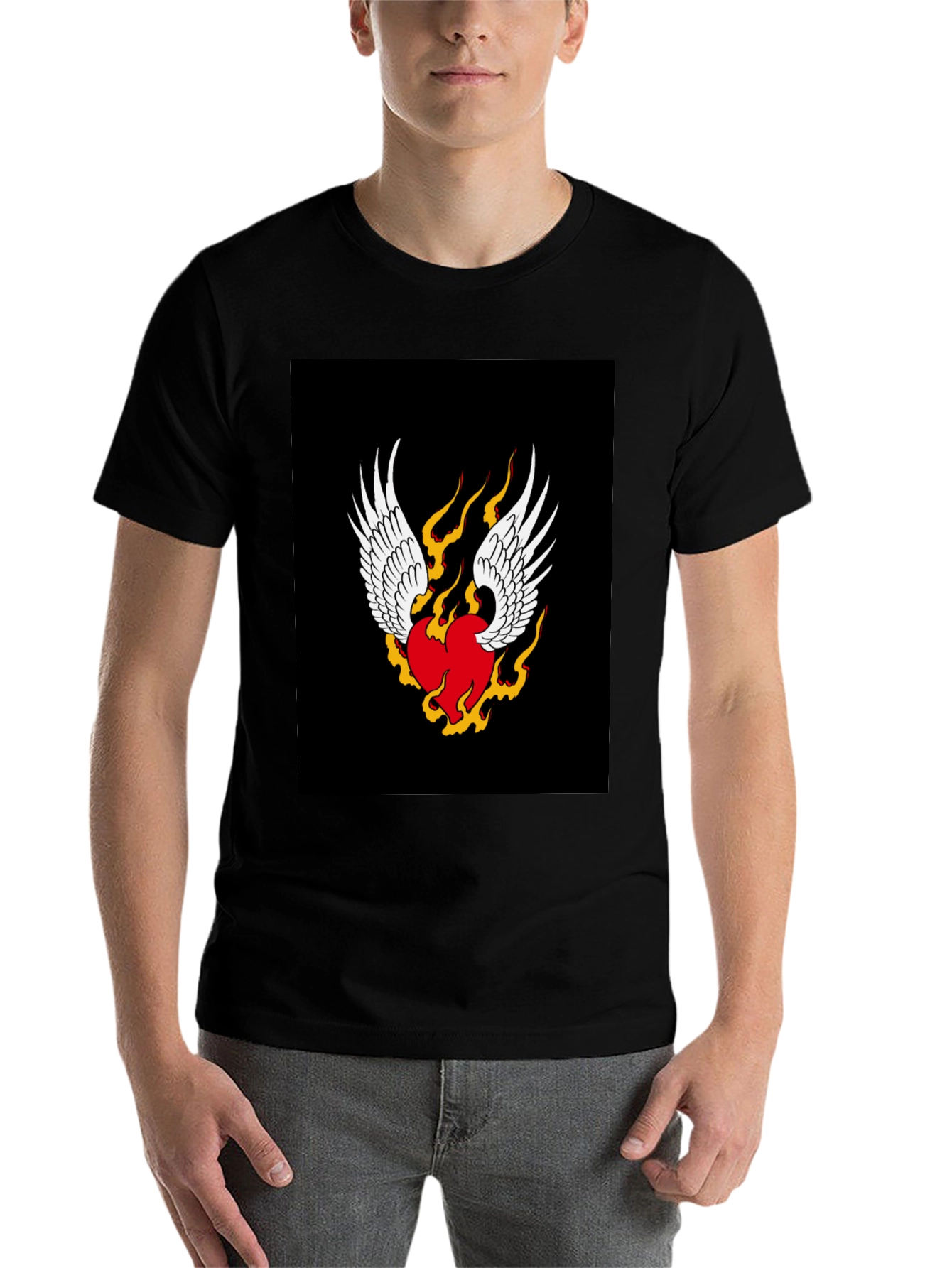 Black Winged Heart Graphic T-Shirt - Classic Black view 7