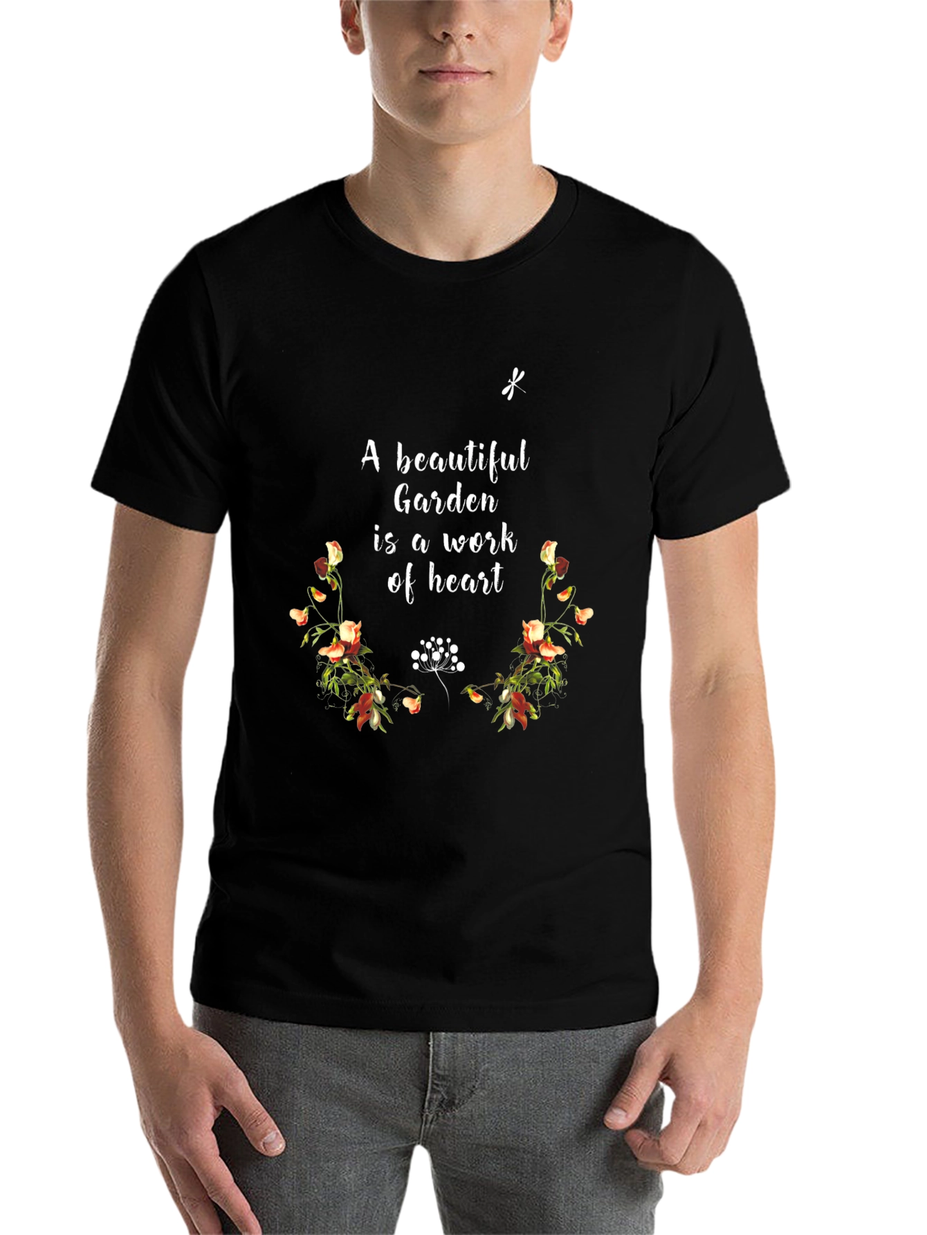 Black Beautiful Garden T-Shirt view 7