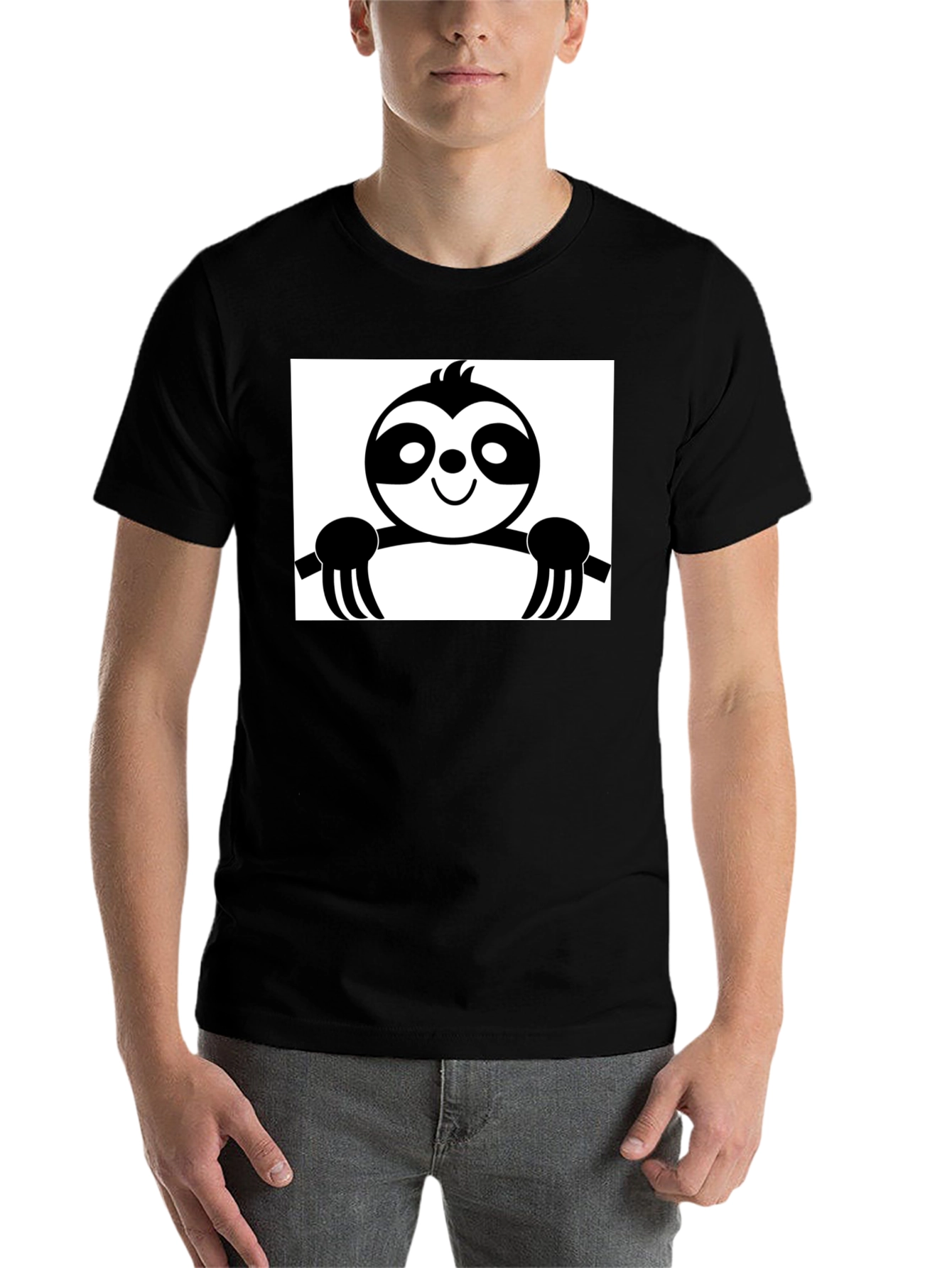 Black Sloth Graphic Tee - Black Cotton Casual Shirt view 7