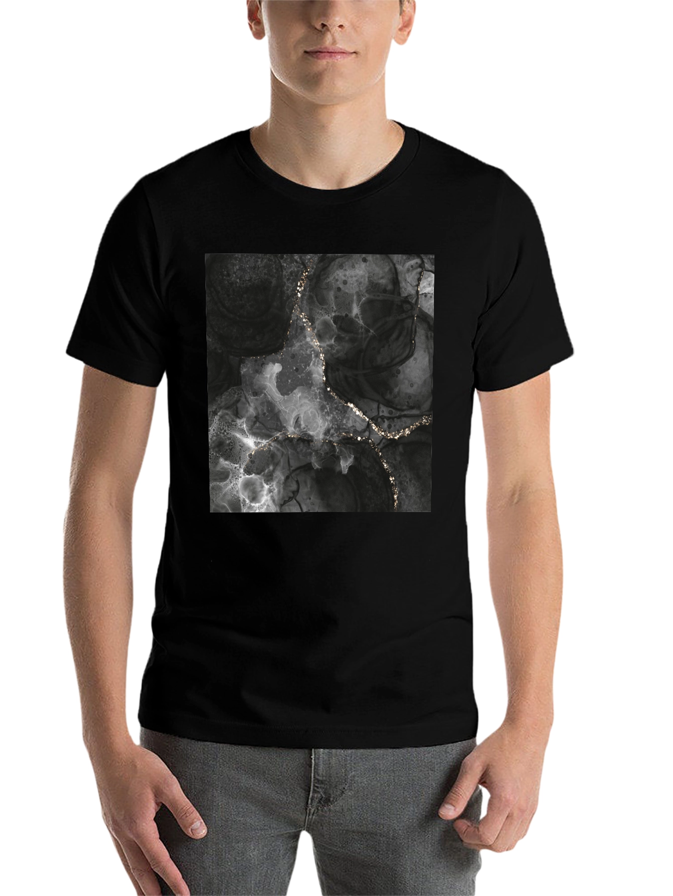 Black Abstract Art Black T-Shirt view 7