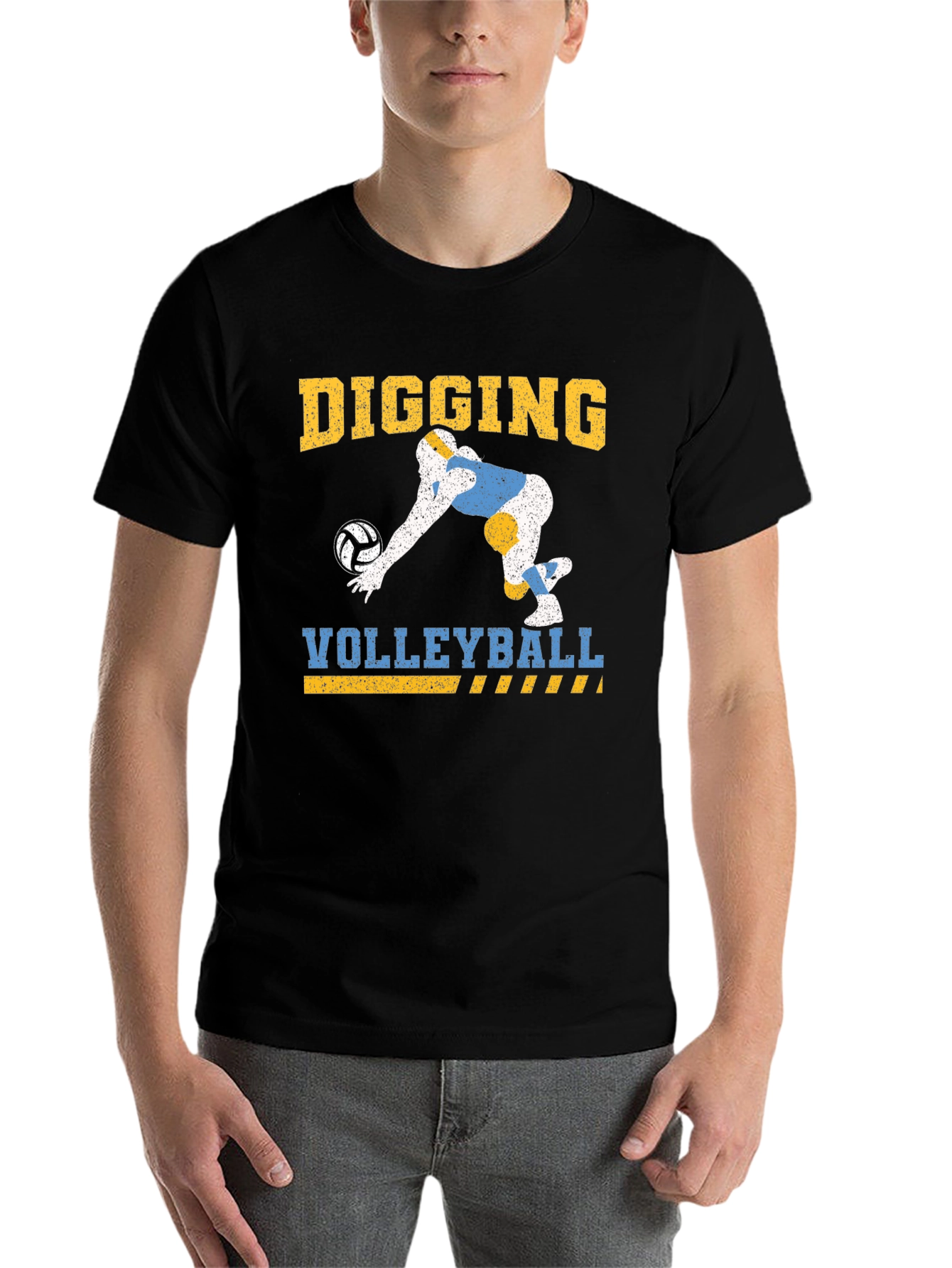Black Digging Volleyball Graphic Tee - Black view 7
