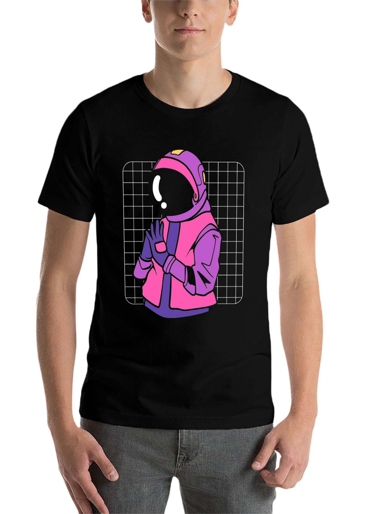 Black Retro Astronaut Graphic T-Shirt view 7