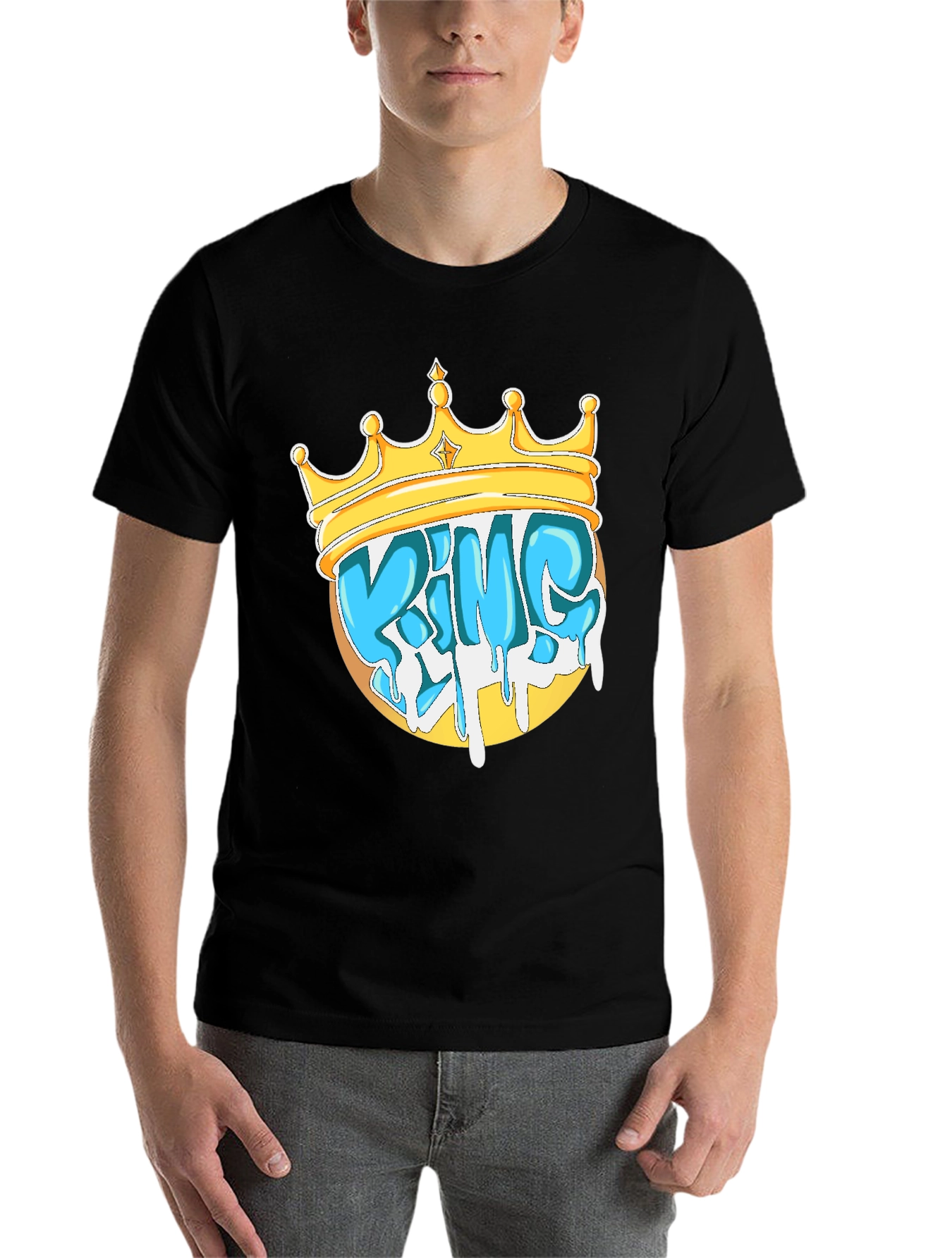 Black King Crown Graphic Tee - Stylish Men's Black T-Shirt view 7