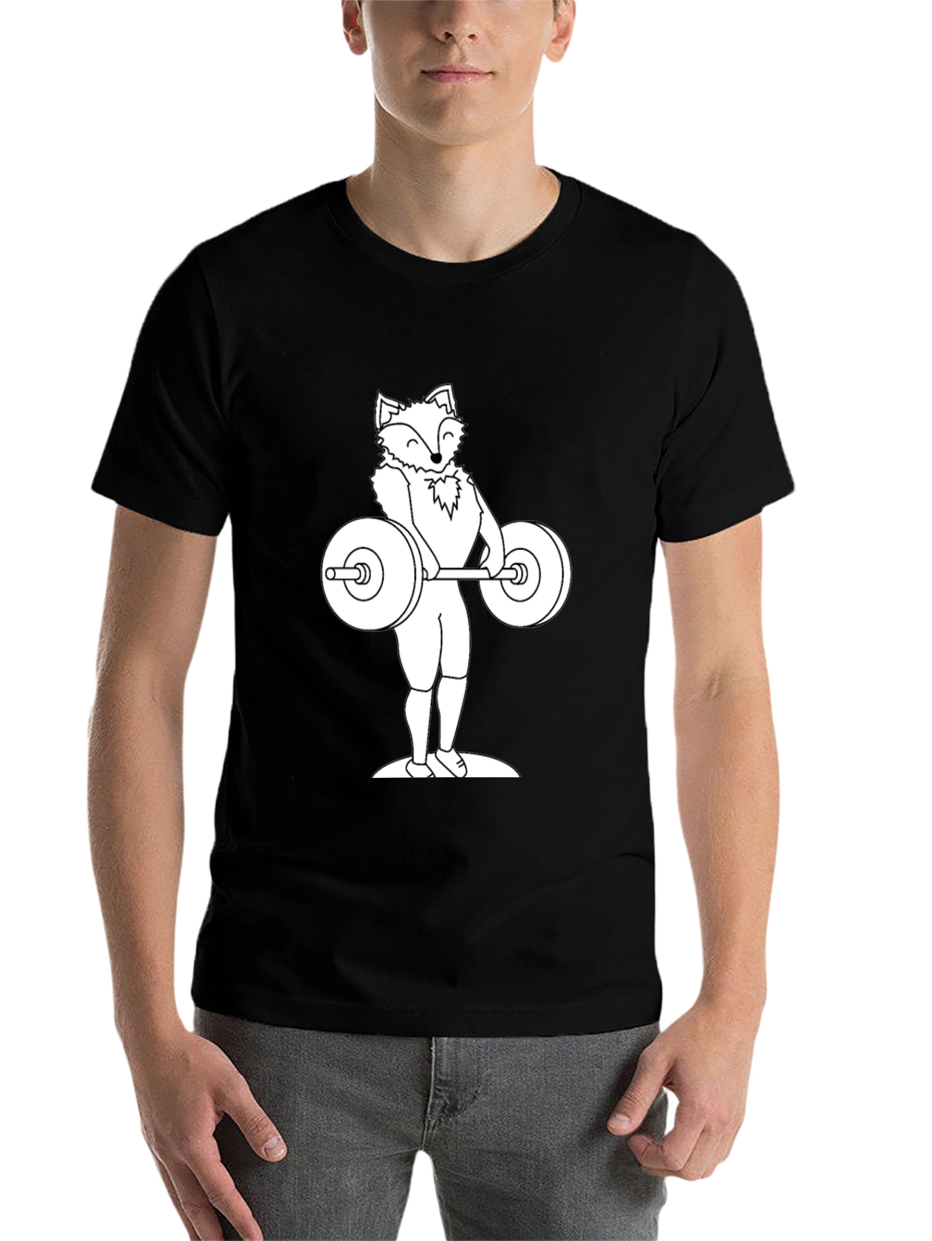Black Fox Lifting Weights Graphic Tee - Black T-Shirt view 7