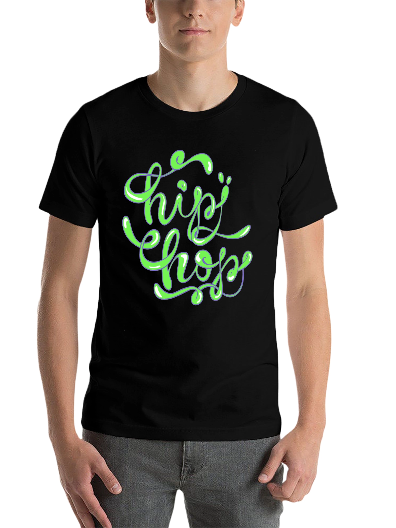 Black Hip Hop Graphic T-Shirt - Stylish Urban Design view 7